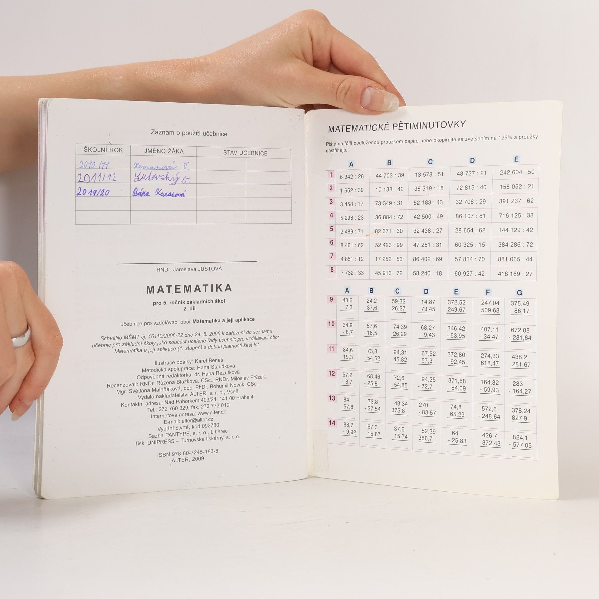 Jaroslava Justová Matematika pro 5. ročník ZŠ. Druhý díl