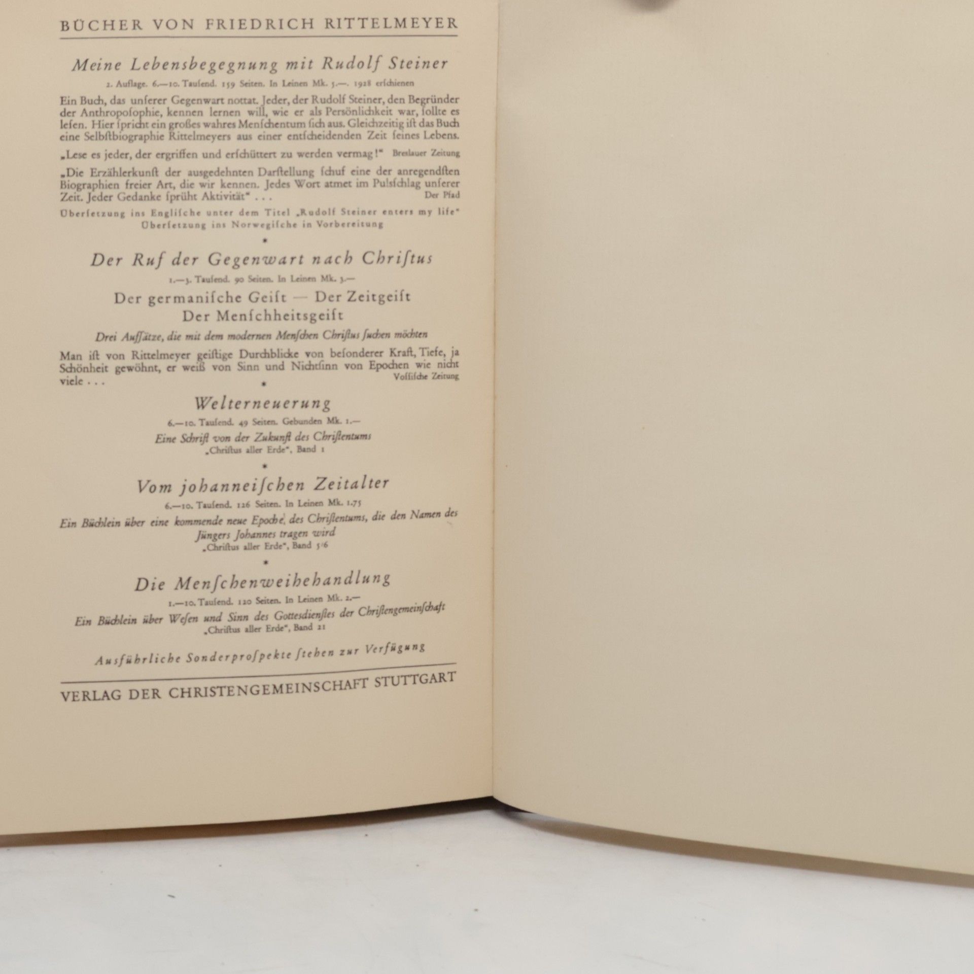 Friedrich Rittelmeyer Meditation Zwölf Briefe über Selbsterziehung