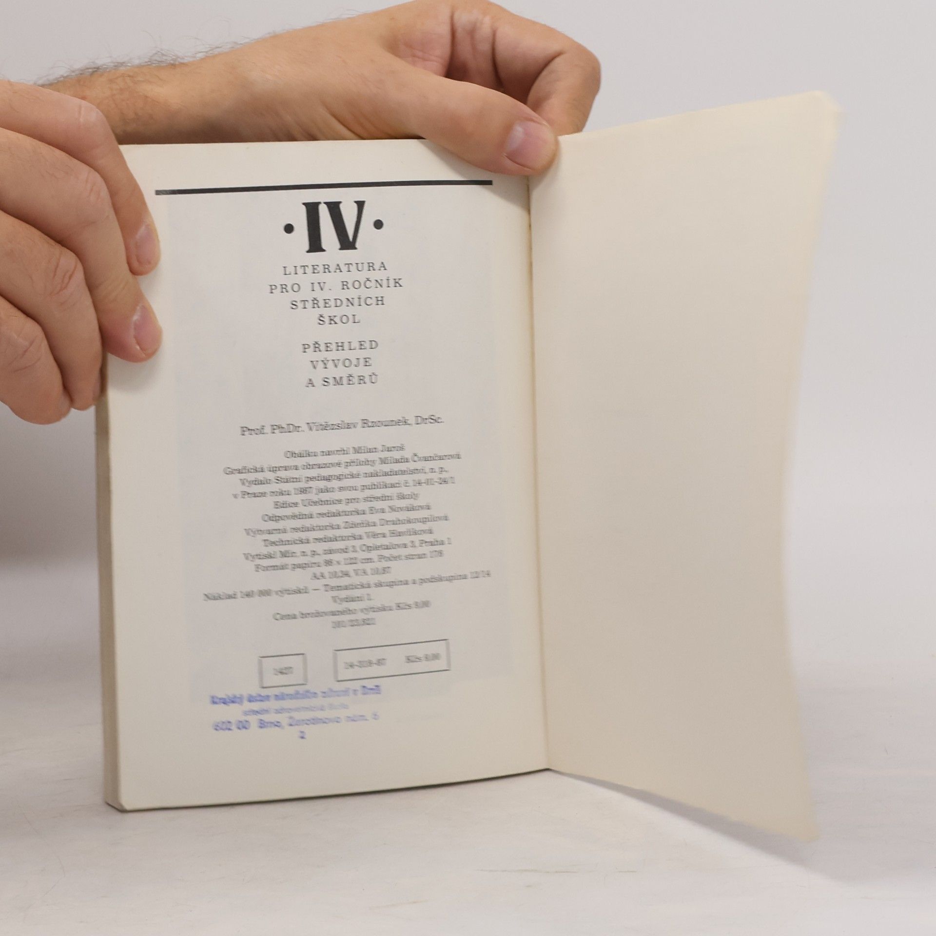 Vítězslav Rzounek Literatura pro IV. ročník středních škol