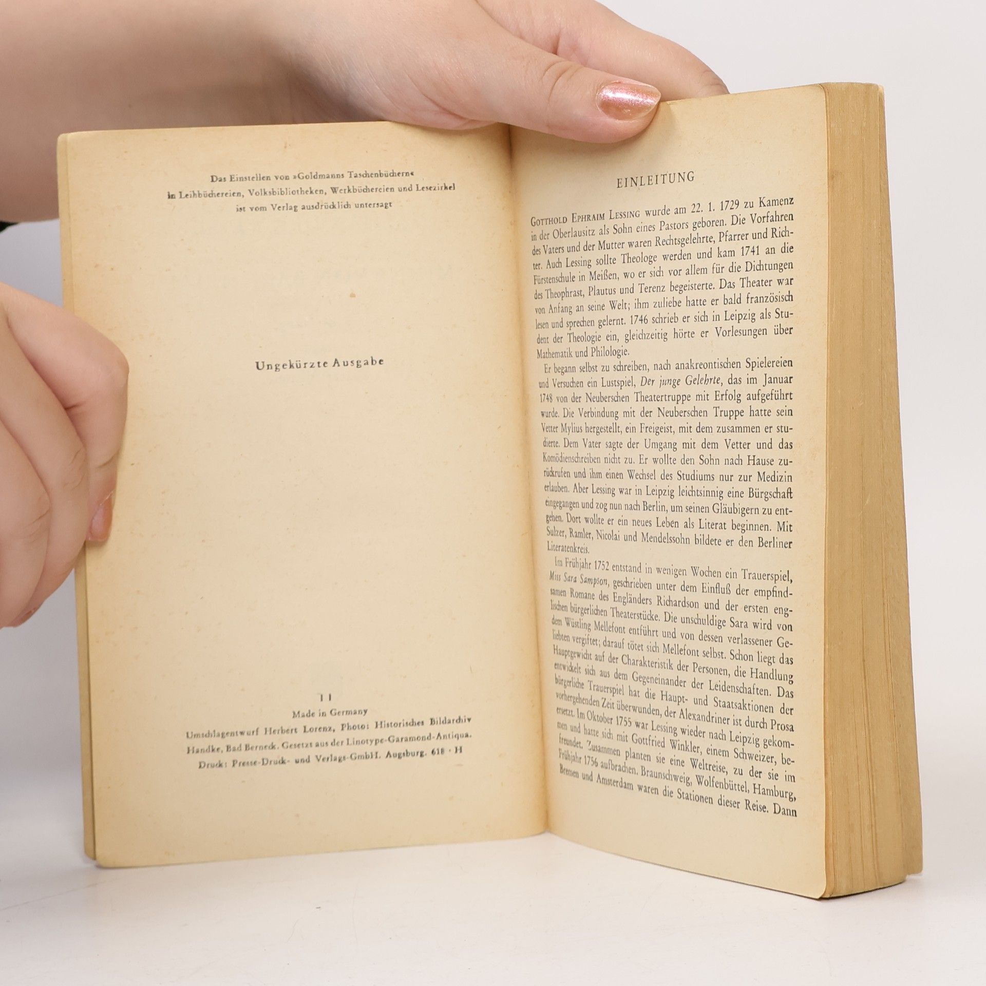 Gotthold Ephraim Lessing Nathan der Weise ; Minna von Barnhelm