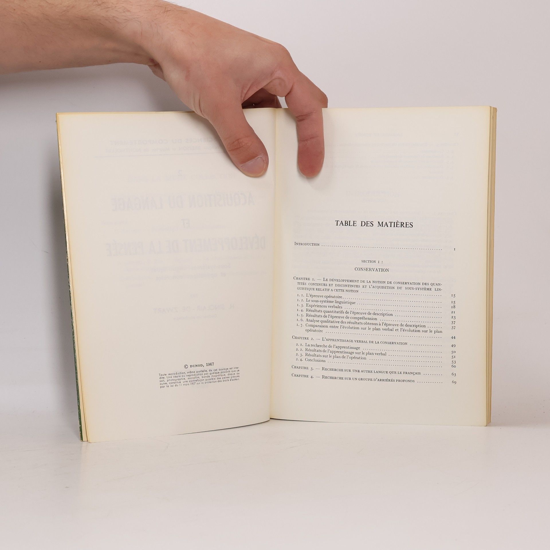 H. Sinclair-De Zwart Acquisition du langage et développement de la pensée