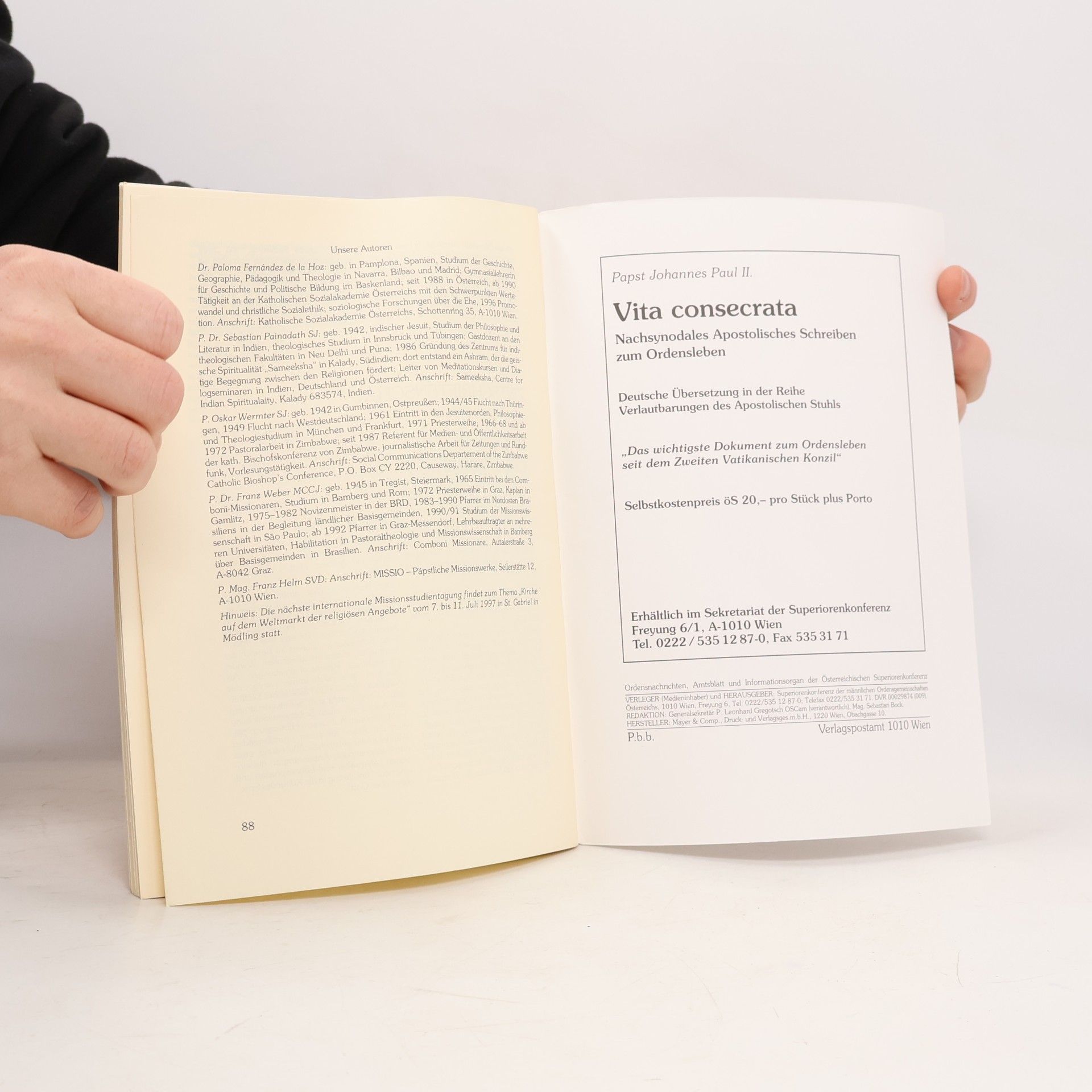Papst Johannes Paul II. Ordes Nachrichten 35. jhg. 1996. Heft 5