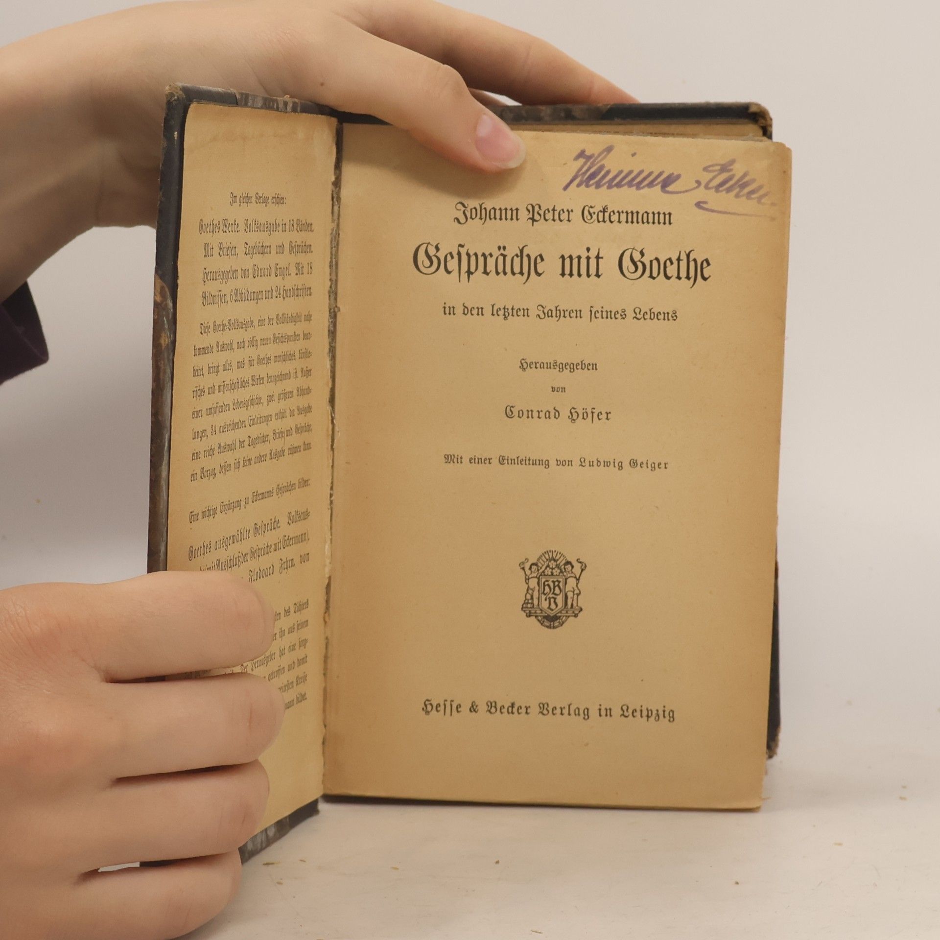 Johann Peter Eckermann Gespräche mit Goethe in den lezten Jahren seines Lebens