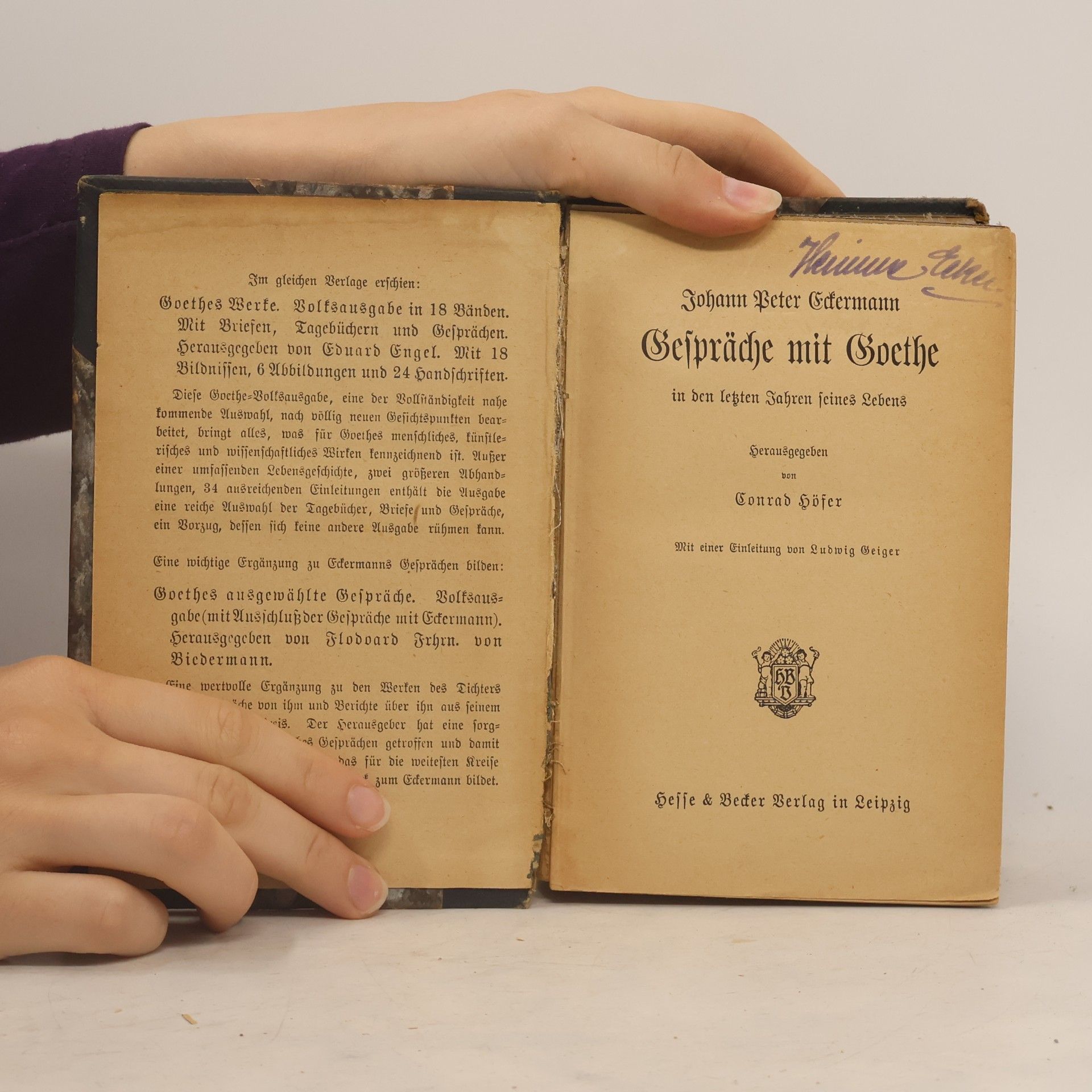 Johann Peter Eckermann Gespräche mit Goethe in den lezten Jahren seines Lebens
