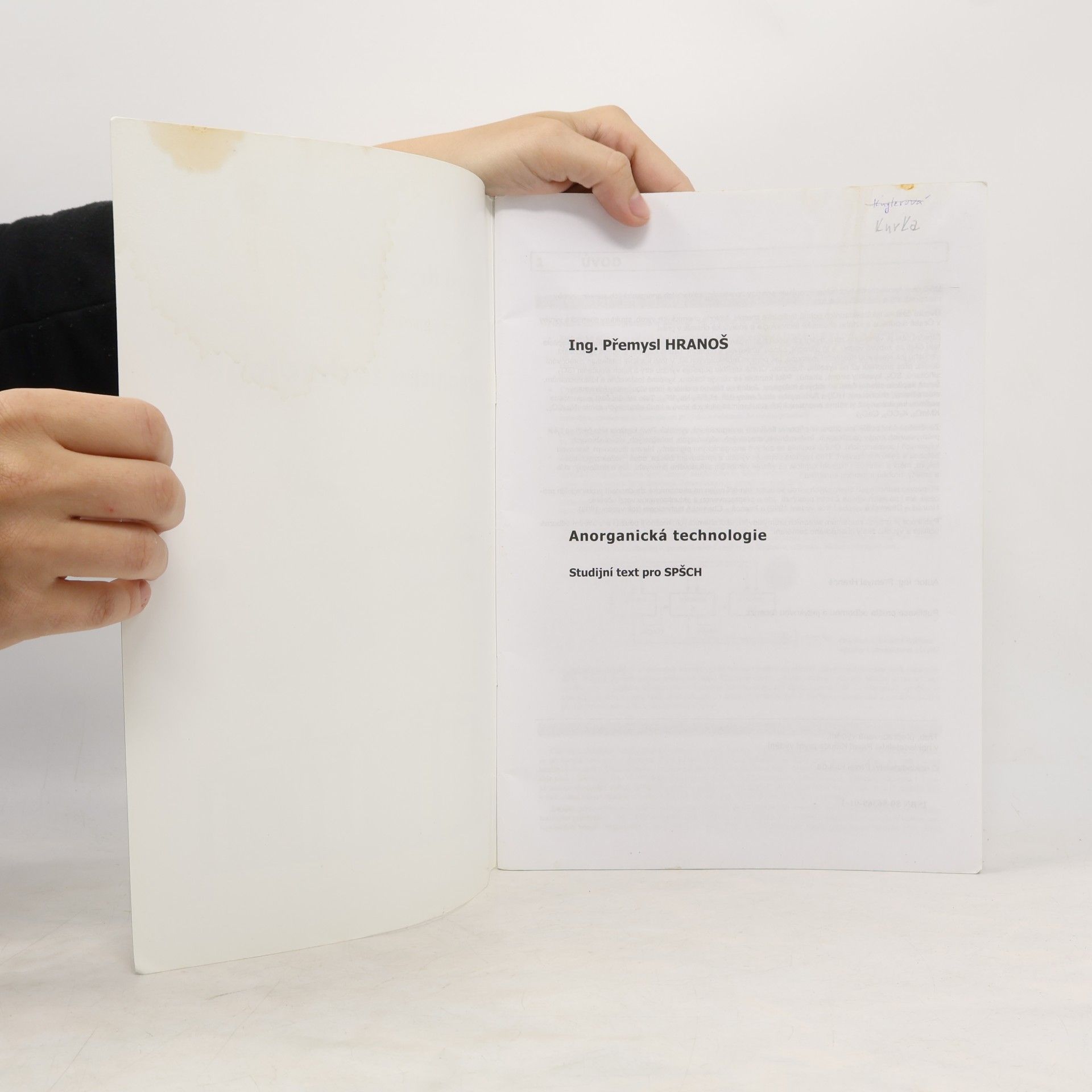Přemysl Hranoš Anorganická technologie