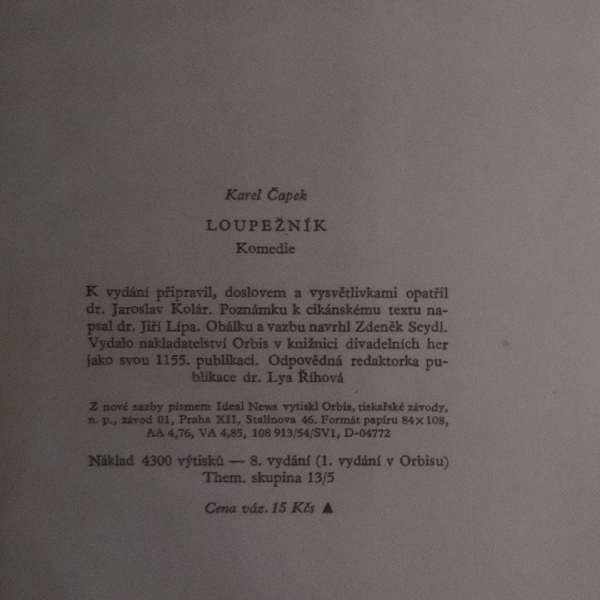 Karel Čapek Loupežník