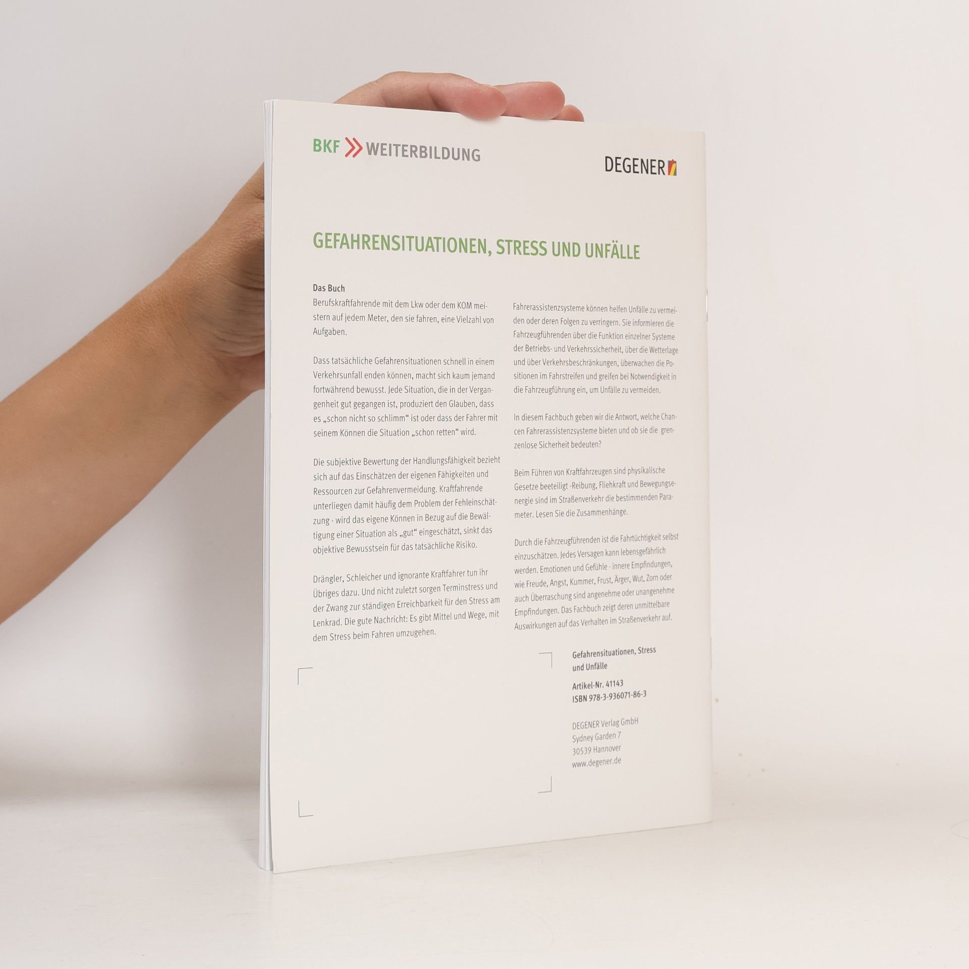 DEGENER Verlag GmbH Gefahrensituationen, Stress und Unfälle 3