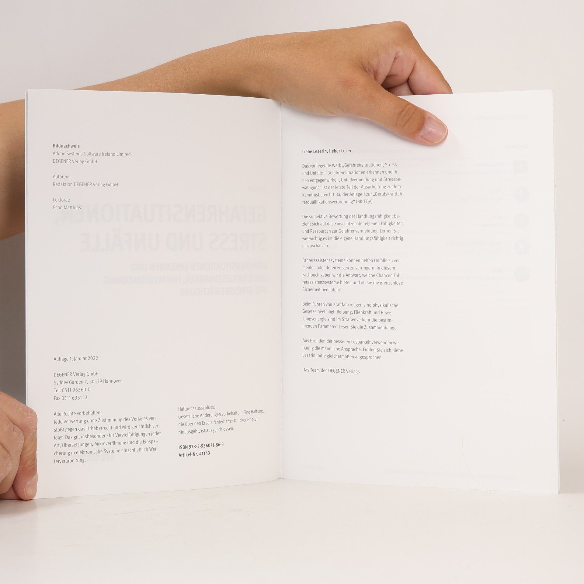 DEGENER Verlag GmbH Gefahrensituationen, Stress und Unfälle 3