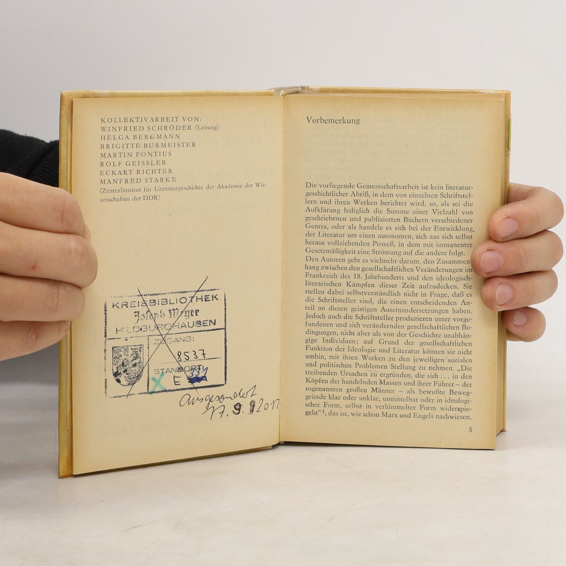 Autorenkollektiv Französische Aufklärung. Bürgerliche Emanzipation, Literatur und Bewußtseinsbildung