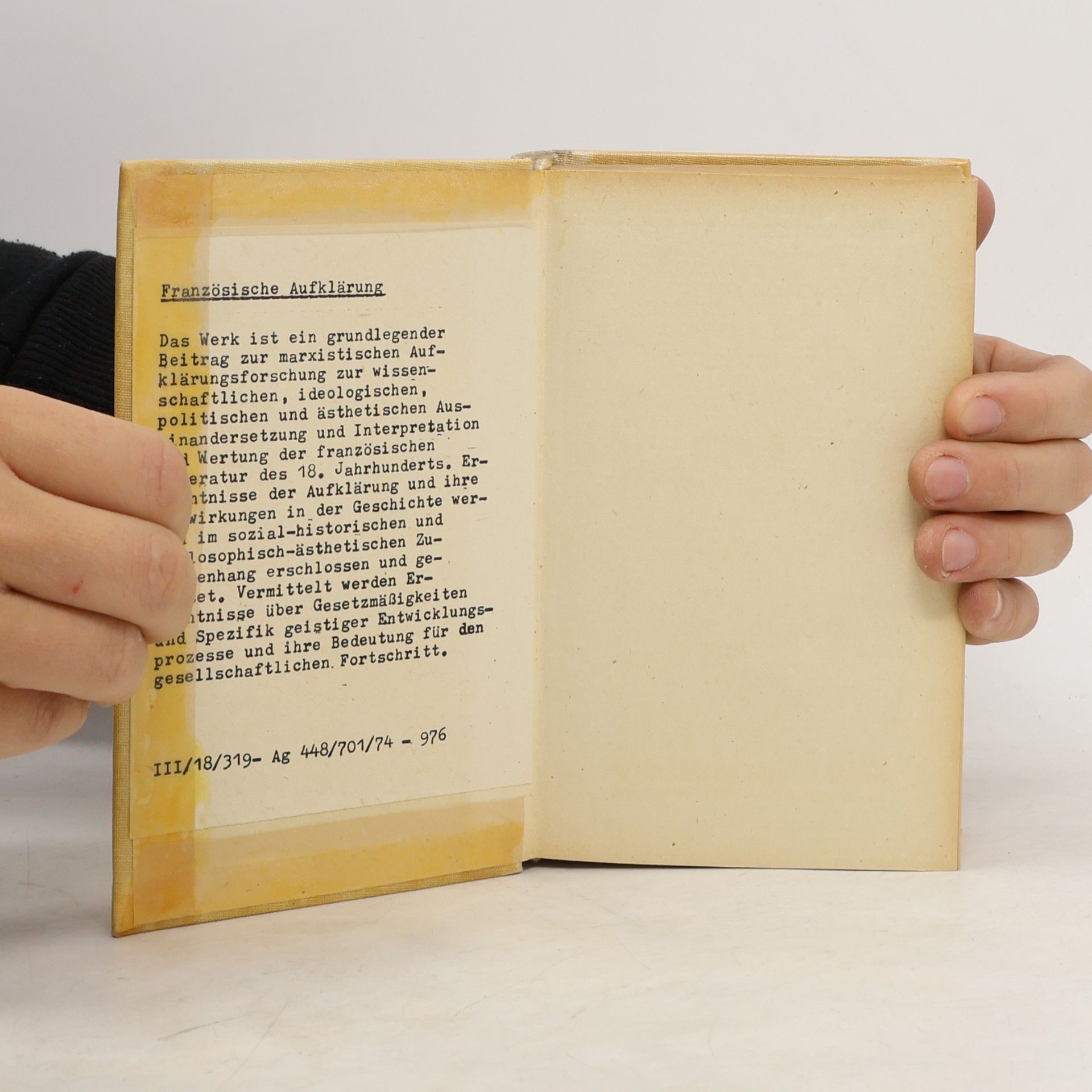 Autorenkollektiv Französische Aufklärung. Bürgerliche Emanzipation, Literatur und Bewußtseinsbildung