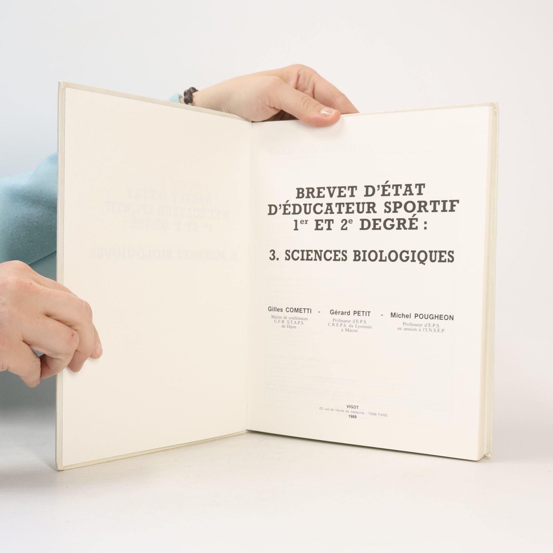 Gilles Cometti Brevet d'État d'Éducateur Sportif 1er et 2e degré - 3: Sciences biologiques
