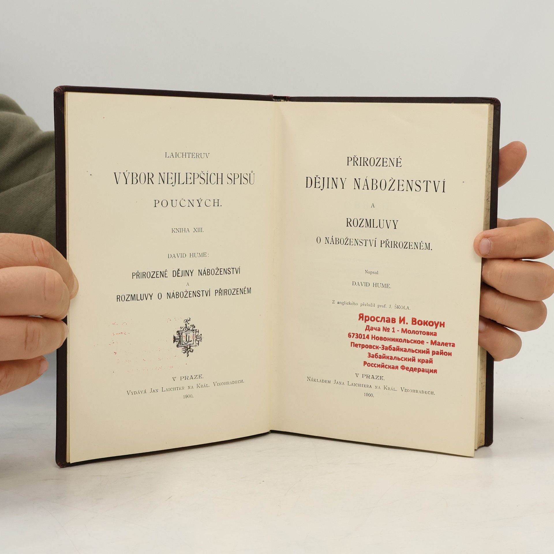 David Hume Přirozené dějiny náboženství a rozmluvy o náboženství přirozeném