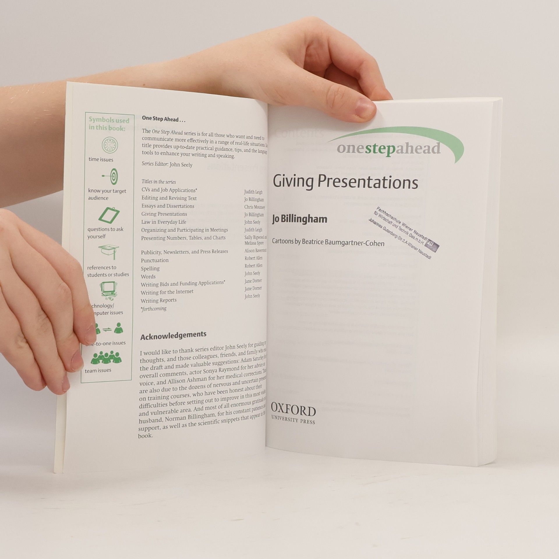 Jo Billingham One Step Ahead: Giving Presentations
