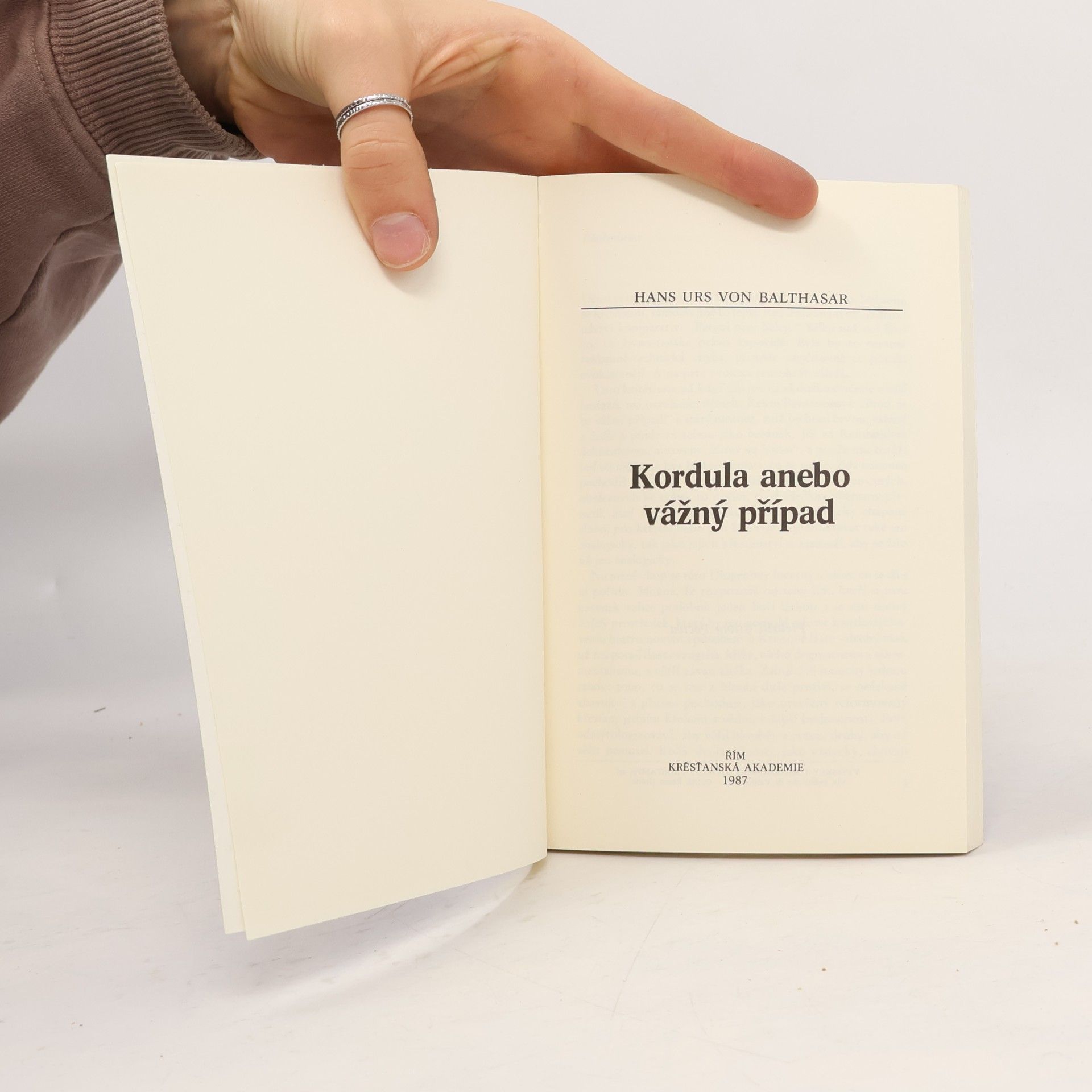 Hans Urs von Balthasar Kordula, anebo, Vážný případ