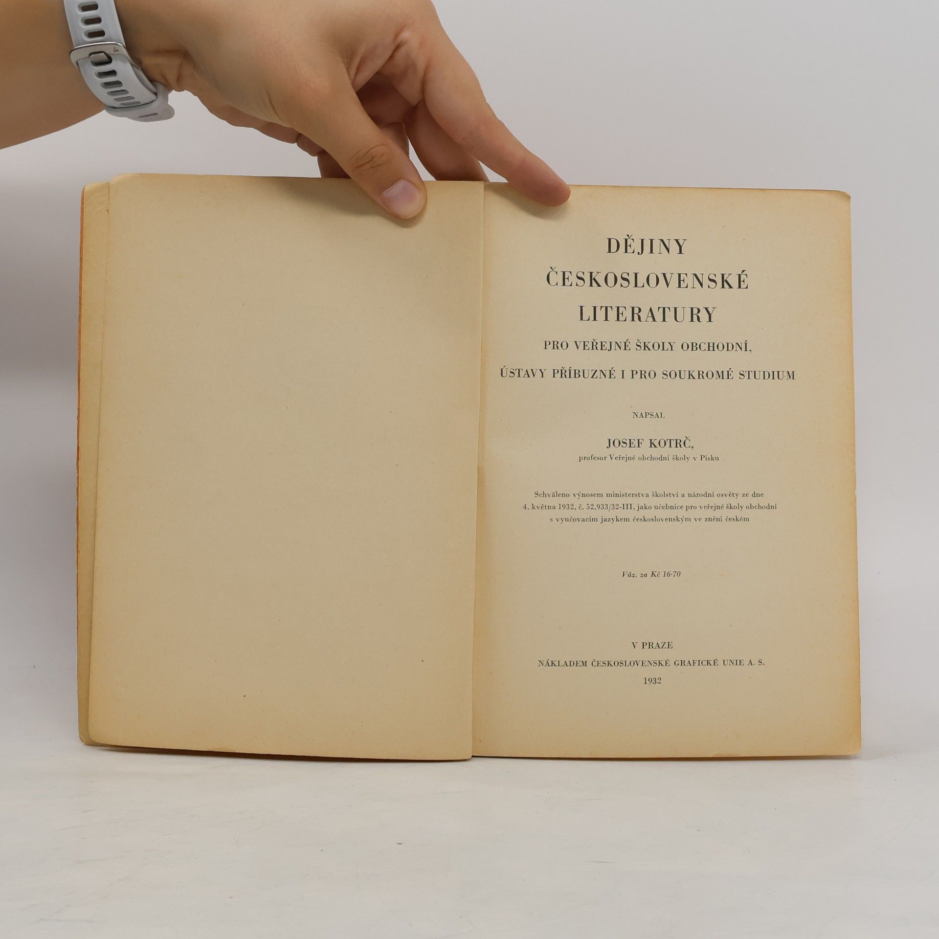 Josef Kotrč Dějiny československé literatury pro veřejné školy obchodní, ústavy příbuzné i pro soukromé studium