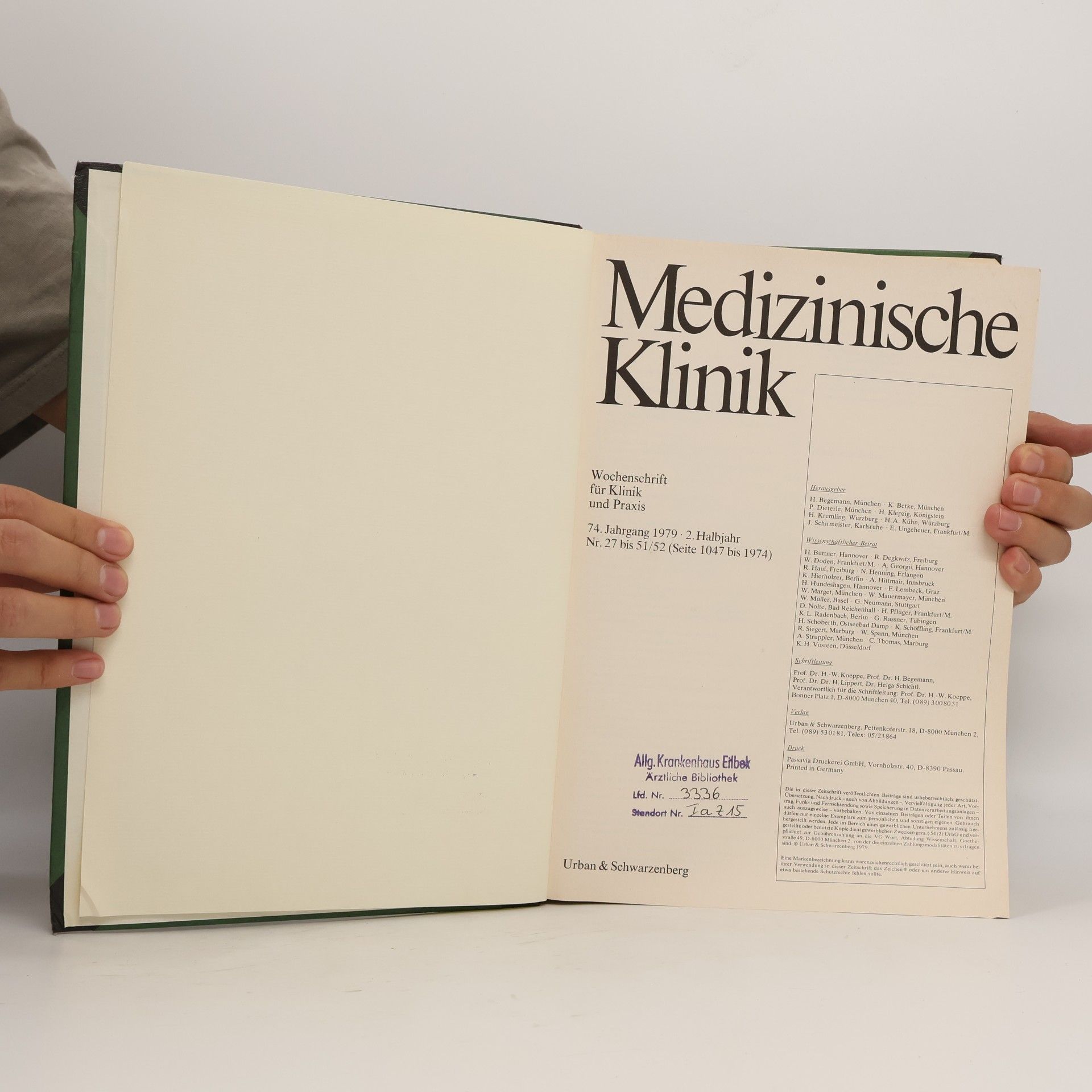 Autorenkollektiv Medizinische Klinik 74. Jahrgang