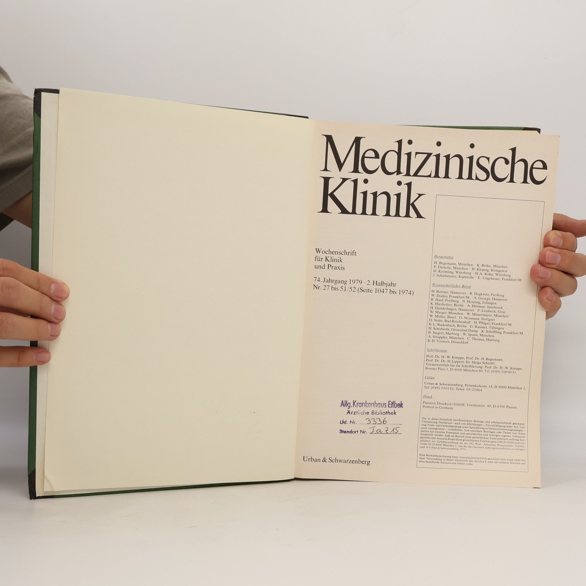 Autorenkollektiv Medizinische Klinik 74. Jahrgang