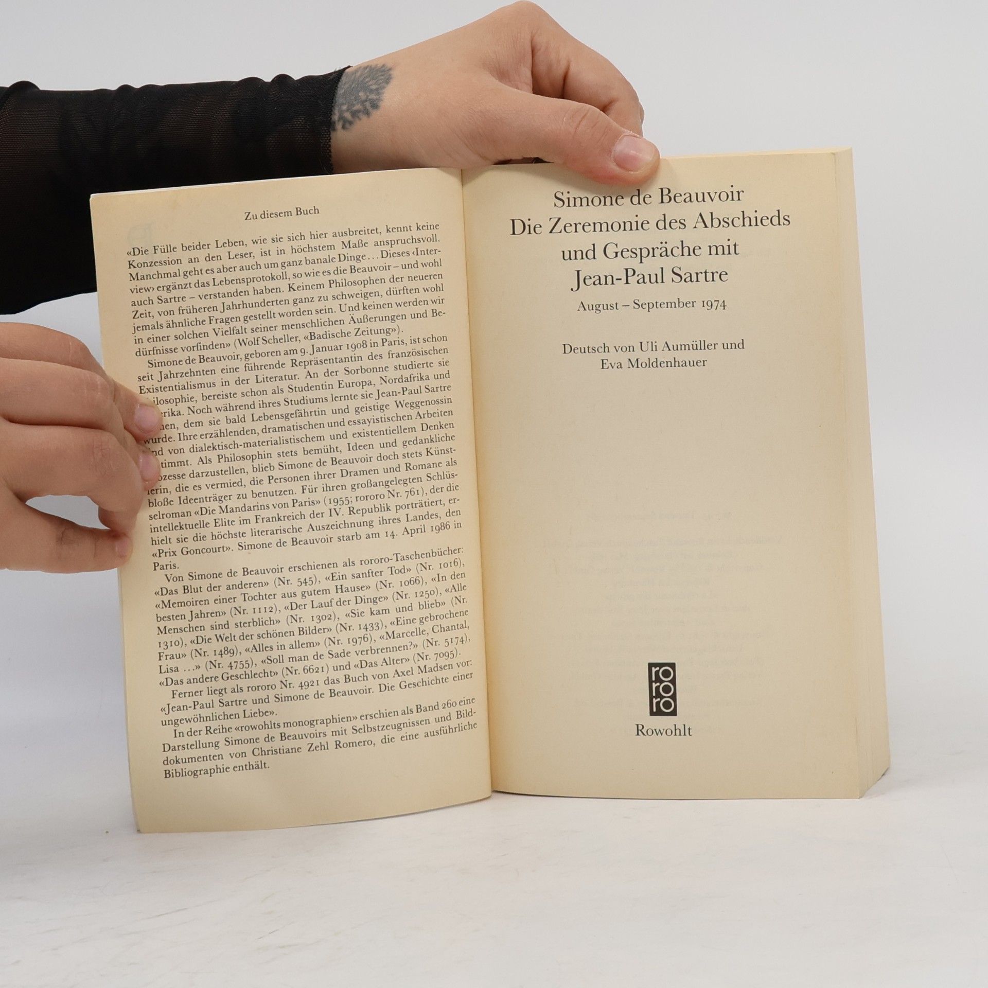 Simone de Beauvoir Die Zeremonie des Abschieds und Gespräche mit Jean-Paul Sartre