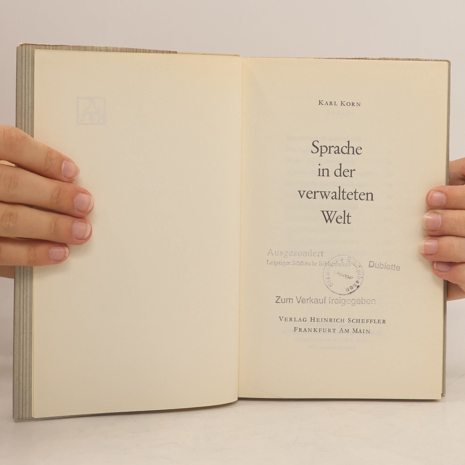Karl Korn Sprache in der verwalteten Welt