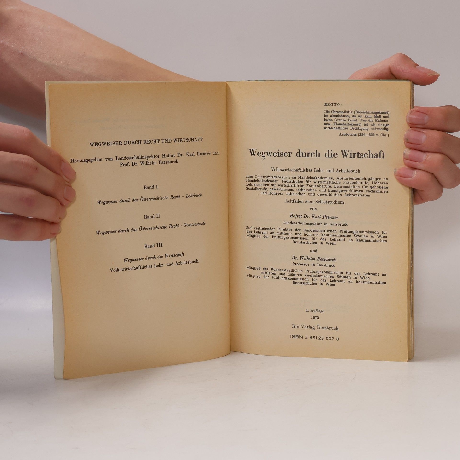 Karl Psenner Wegweiser durch die Wirtschaft 3