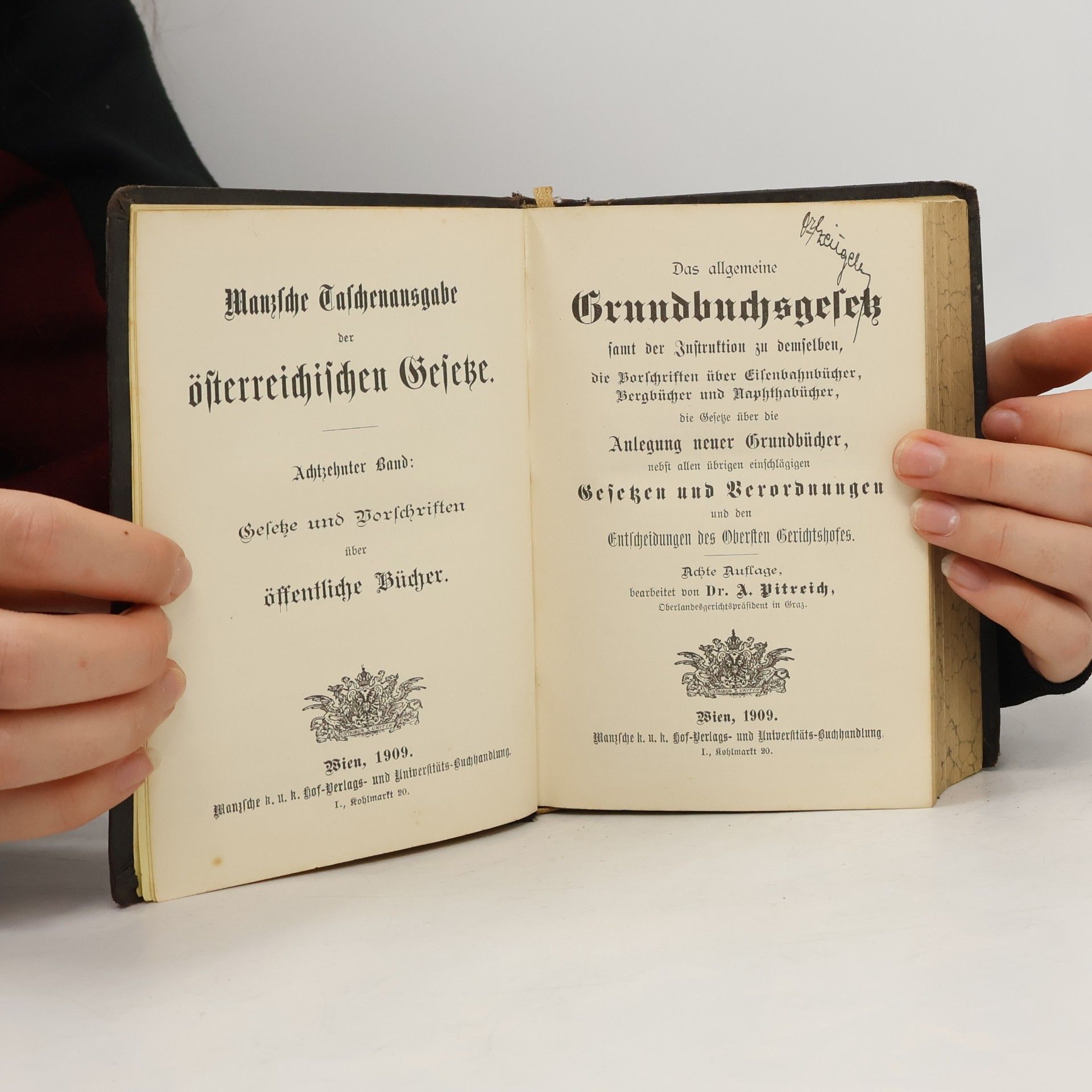 A. Vitreich Österreich. Gesetze 18. Grundbuchs-Gesetz 1909