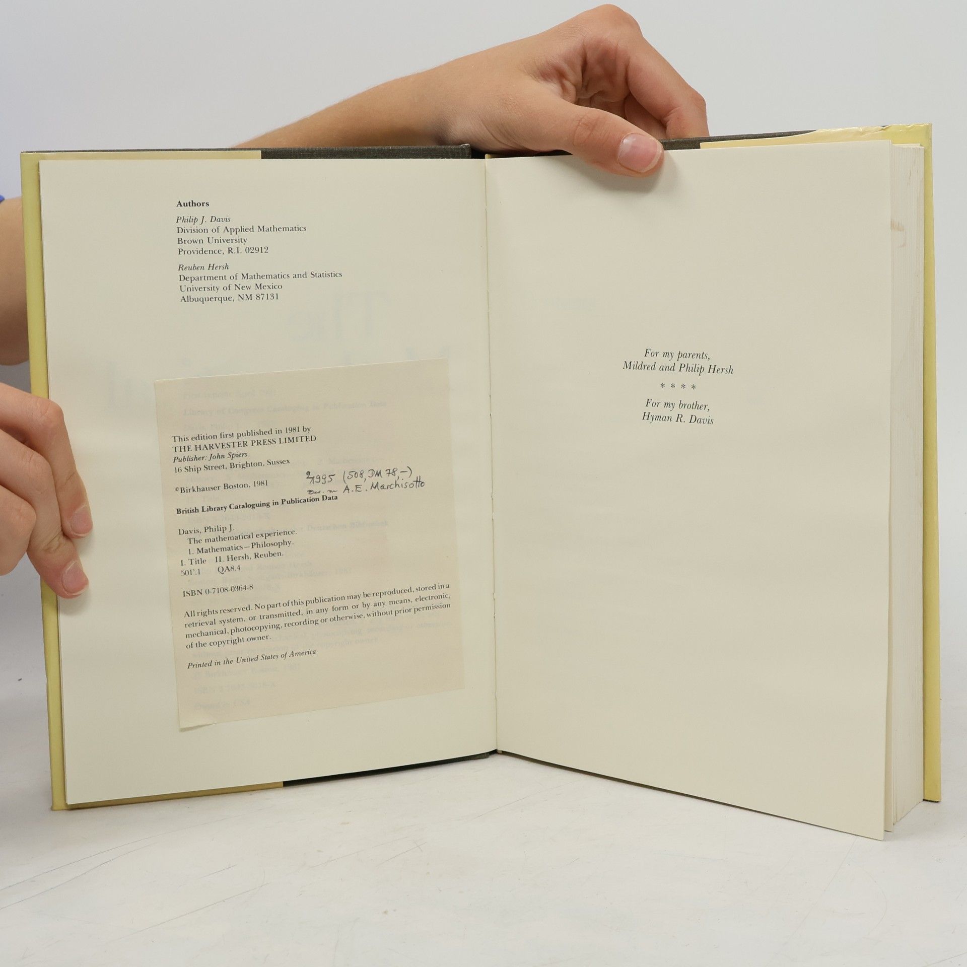 Reuben Hersh The Mathematical Experience