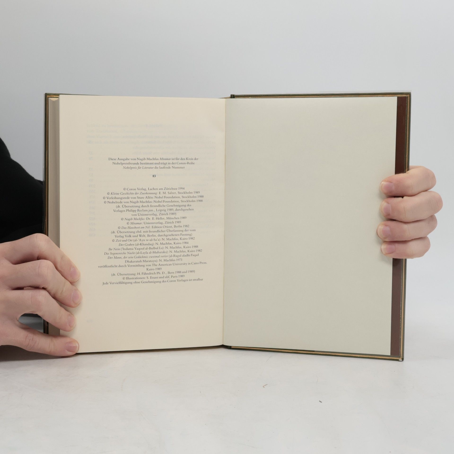 Nagíb Mahfúz Nobelpreis für Literatur 1986-1988: Aké, Jahre der Kindheit. Marmor. Miramar