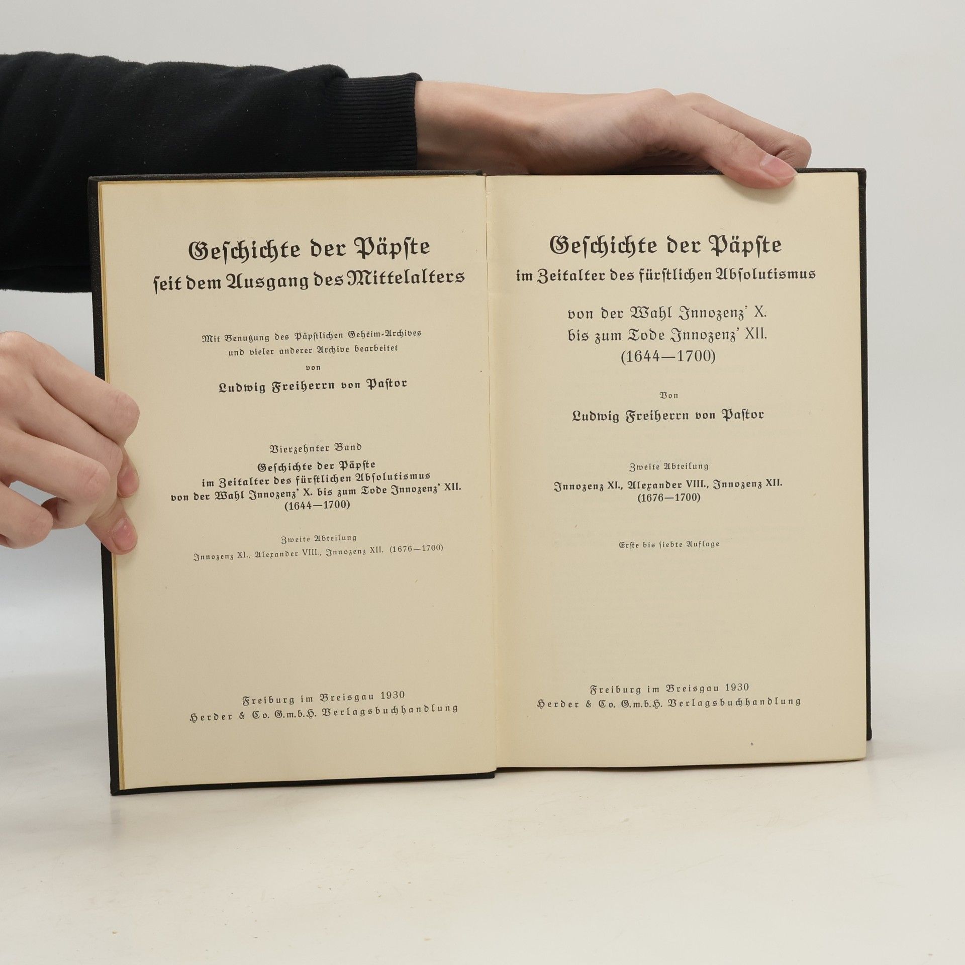 Pastor Geschichte der Päpste im Zeitalter des fürstlichen Absolutismus von der Wahl Innozenz' X. bis zum Tode Innozenz' XII. (1644-1700)