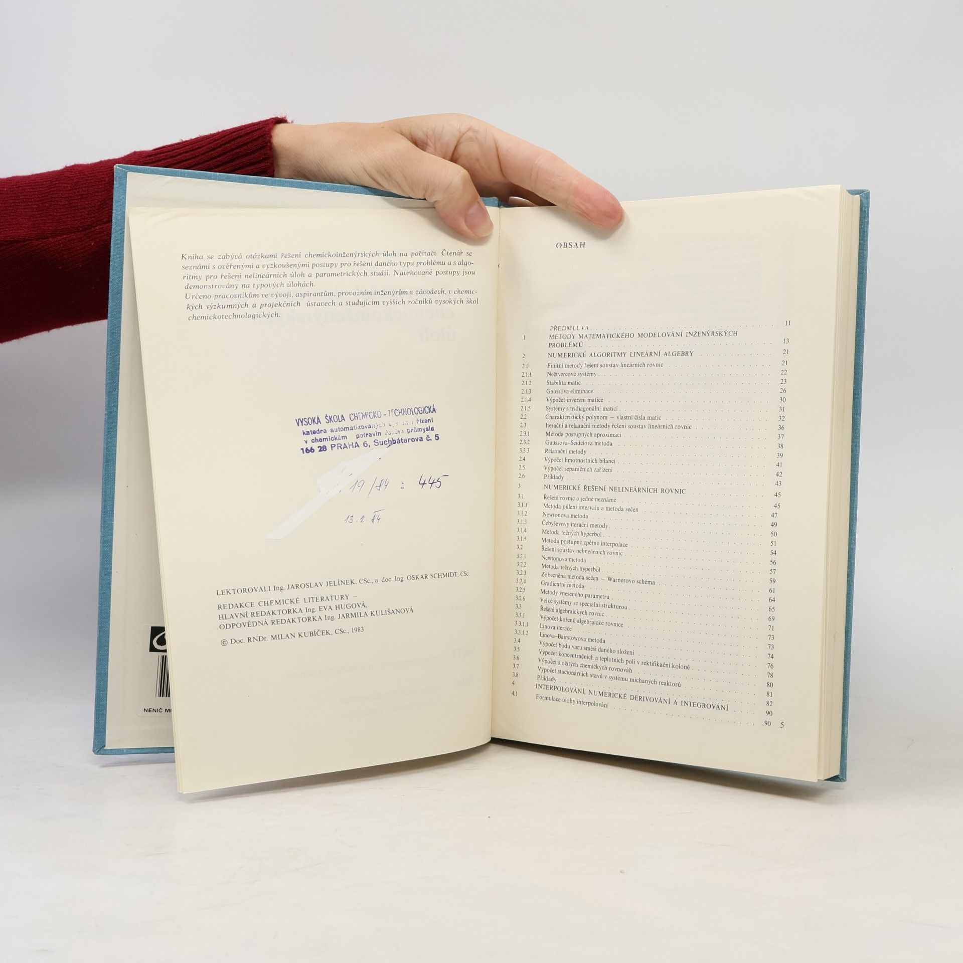M. Kubíček Numerické algoritmy řešení chemicko-inženýrských úloh
