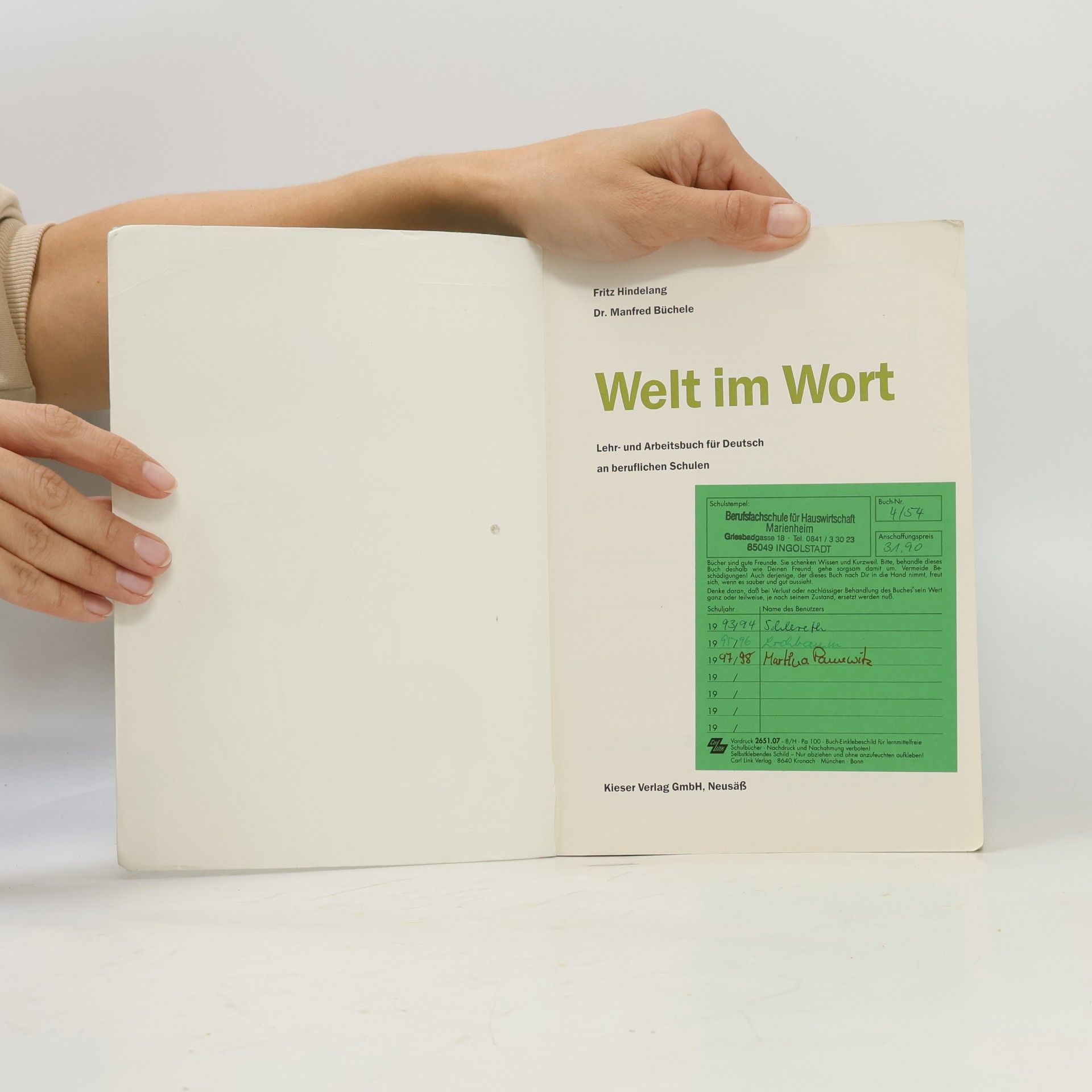 Manfred Büchele Berufliche Schulen: Welt im Wort Gesamtband