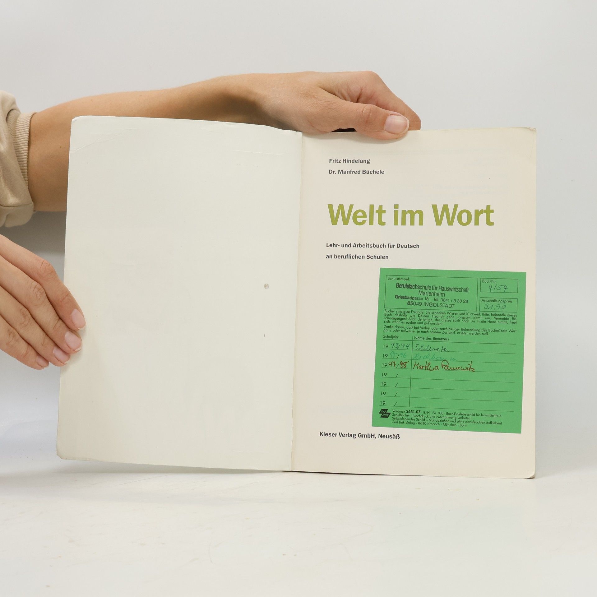 Manfred Büchele Berufliche Schulen: Welt im Wort Gesamtband