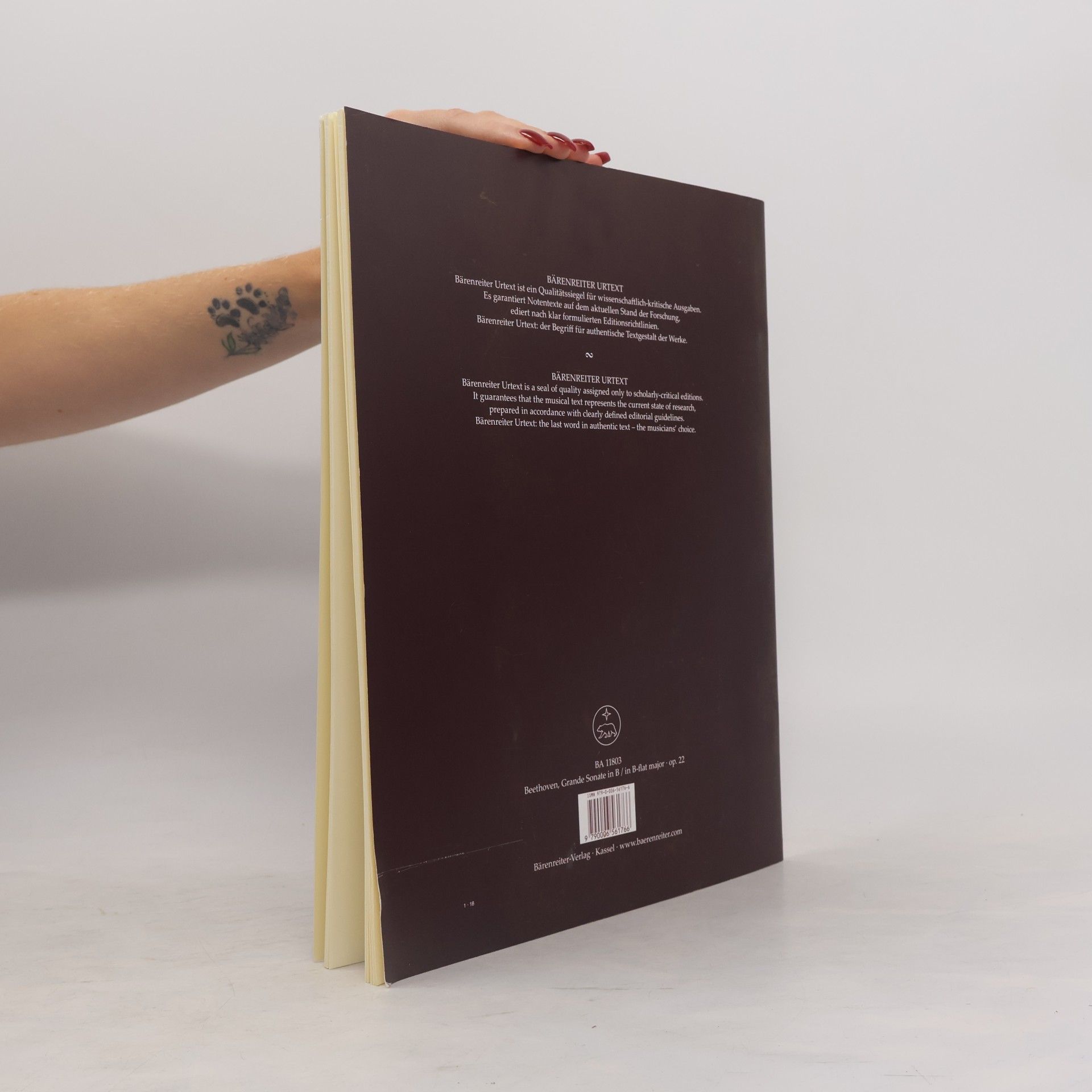 Ludwig van Beethoven Grande Sonate für Klavier B-Dur op. 22. Spielpartitur, Urtextausgabe. BÄRENREITER URTEXT