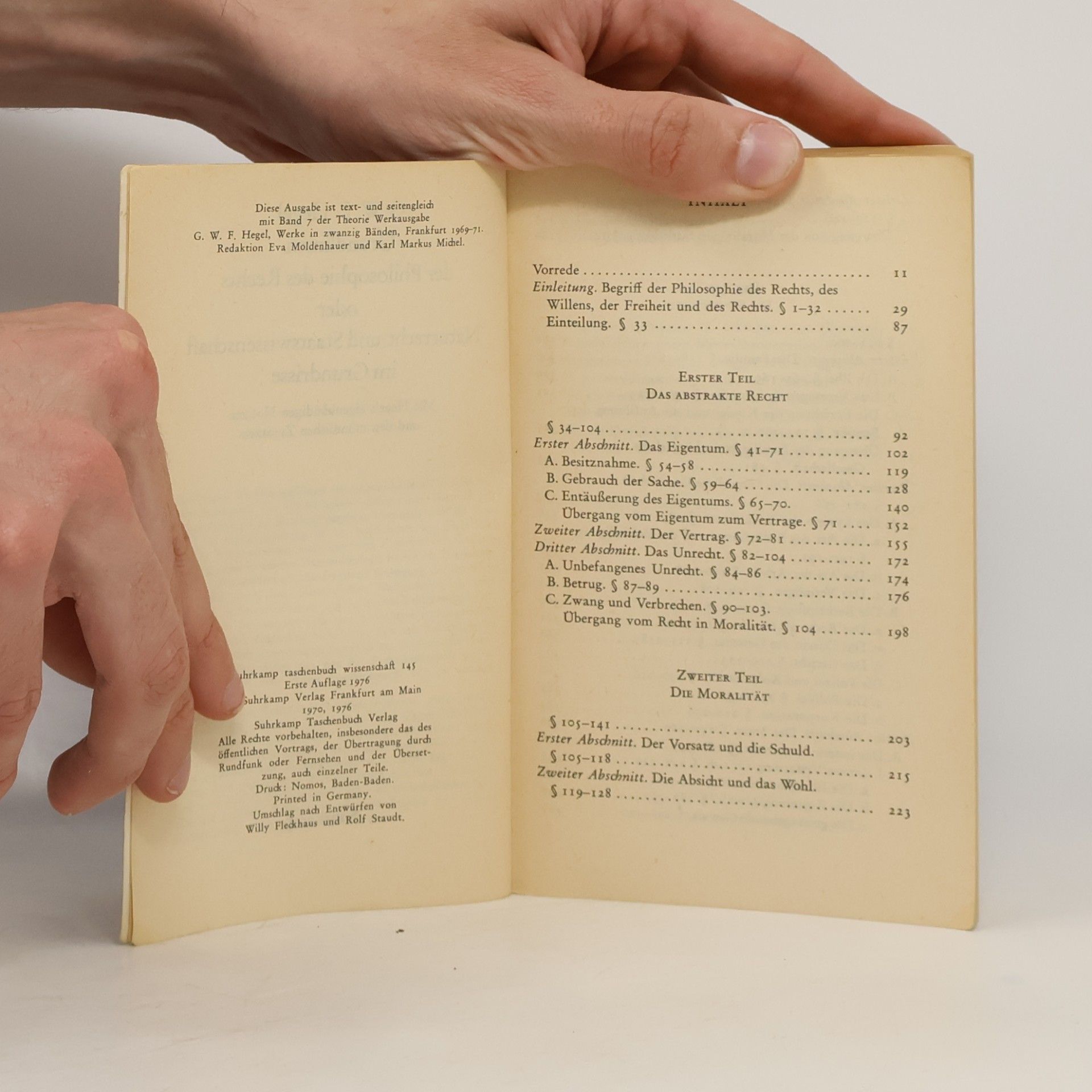 Georg Wilhelm Friedrich Hegel Grundlinien der Philosophie des Rechts oder Naturrecht und Staatswissenschaft im Grundrisse