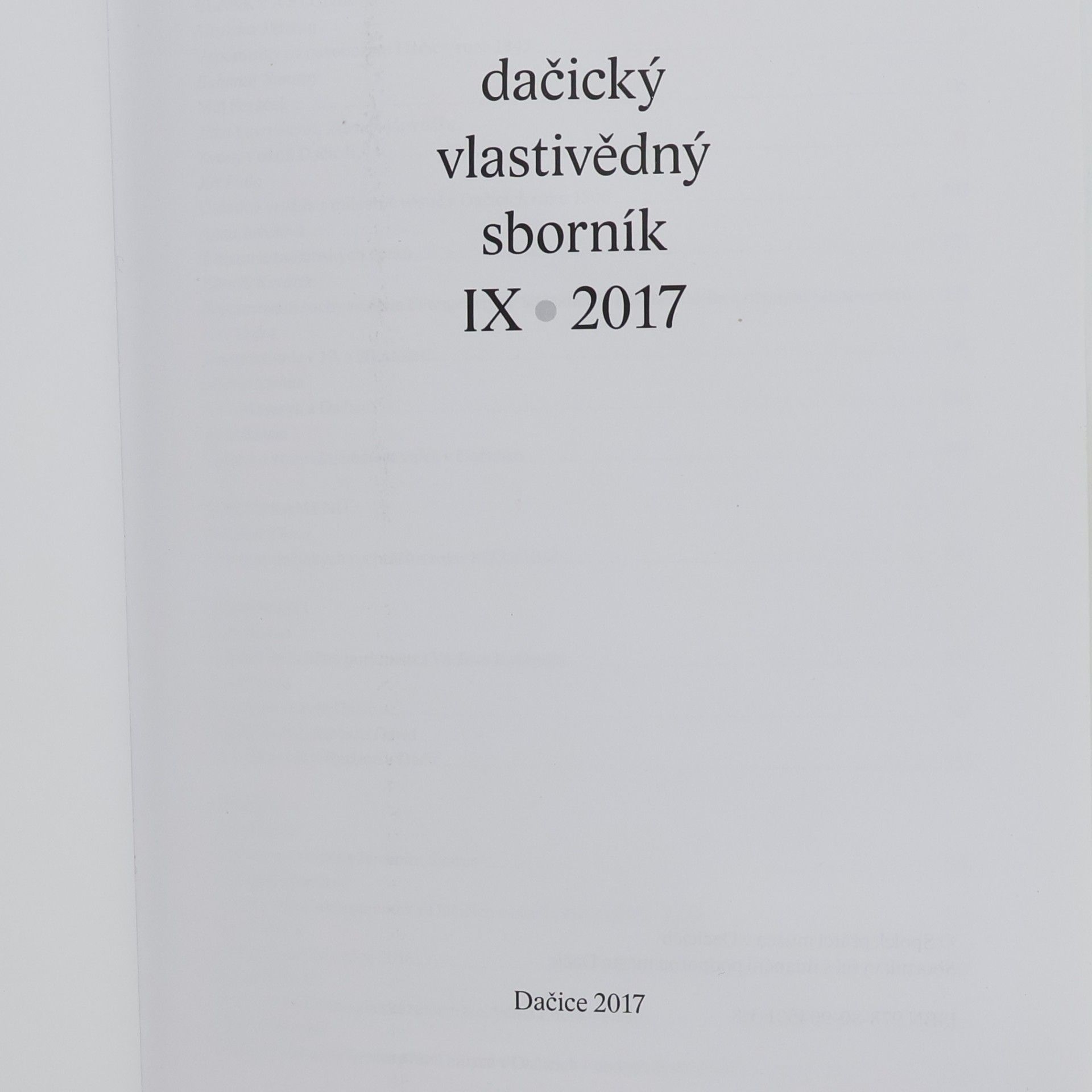 kolektiv Dačický Vlastivědný Sborník IX