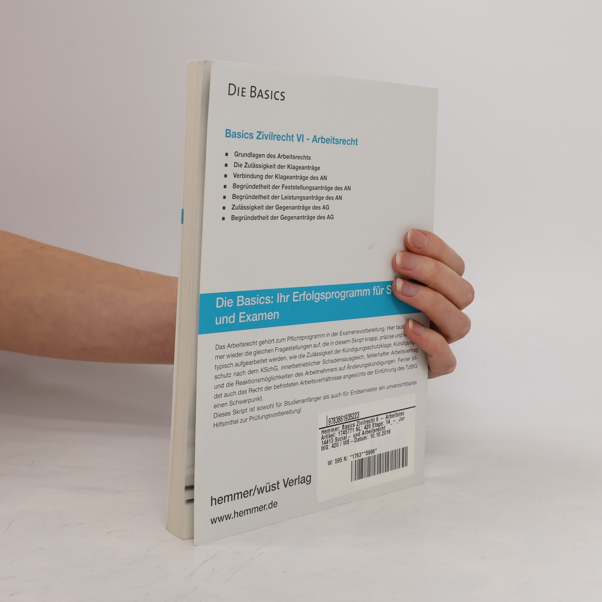 Karl-Edmund Hemmer Basics Zivilrecht 6. Arbeitsrecht