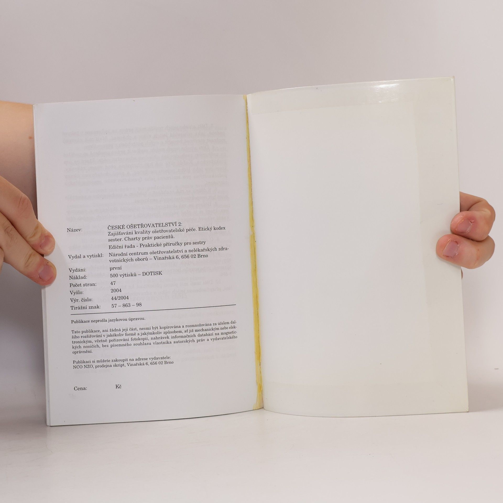 Autorenkollektiv České ošetřovatelství 2 : Zajišťování kvality ošetřovatelské péče : Etický kodex sester : Charty práv pacientů
