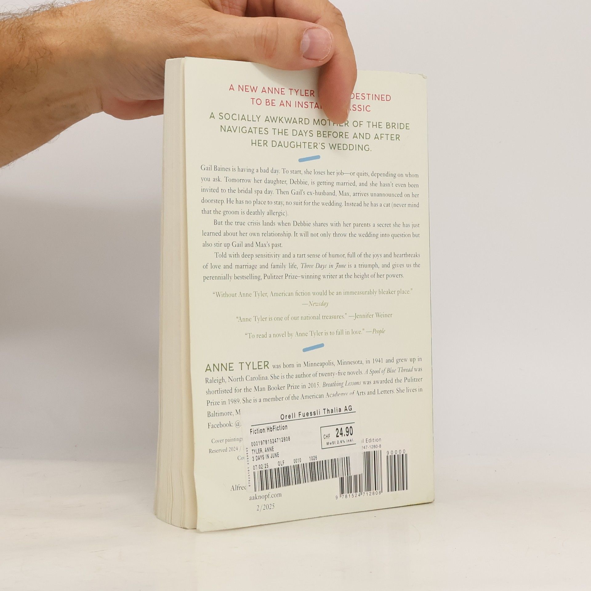Anne Tyler Three Days in June: A Novel - Export Edition