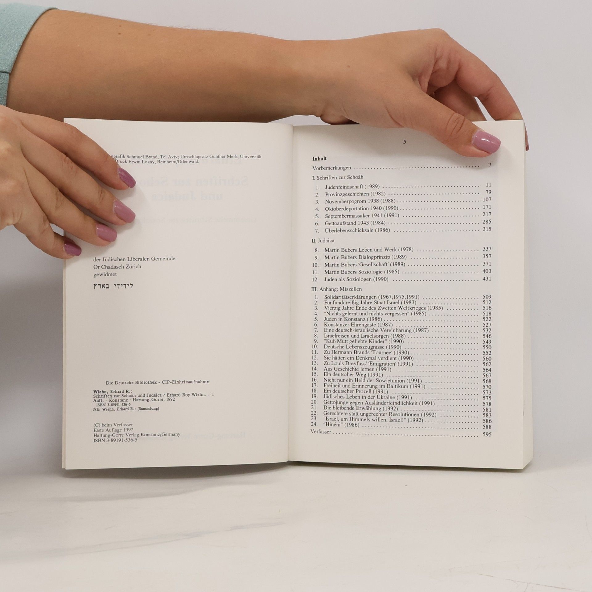 Erhard Roy Wiehn Schriften zur Schoáh und Judaica