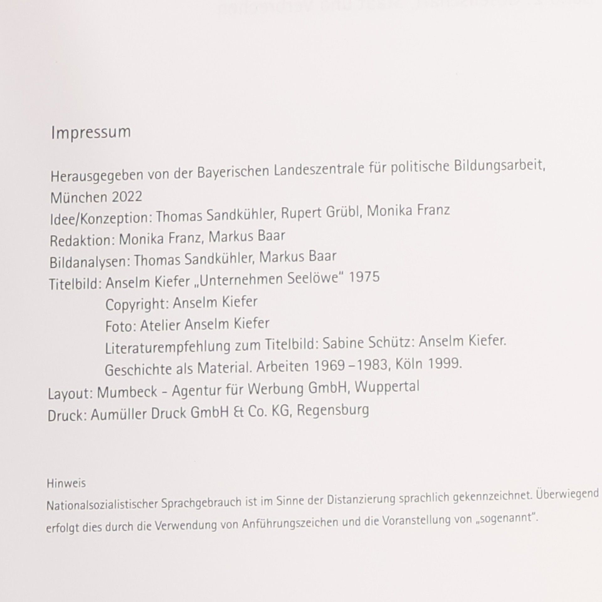 Anselm Kiefer Der Nationalsozialismus. Herrschaft und Gewalt