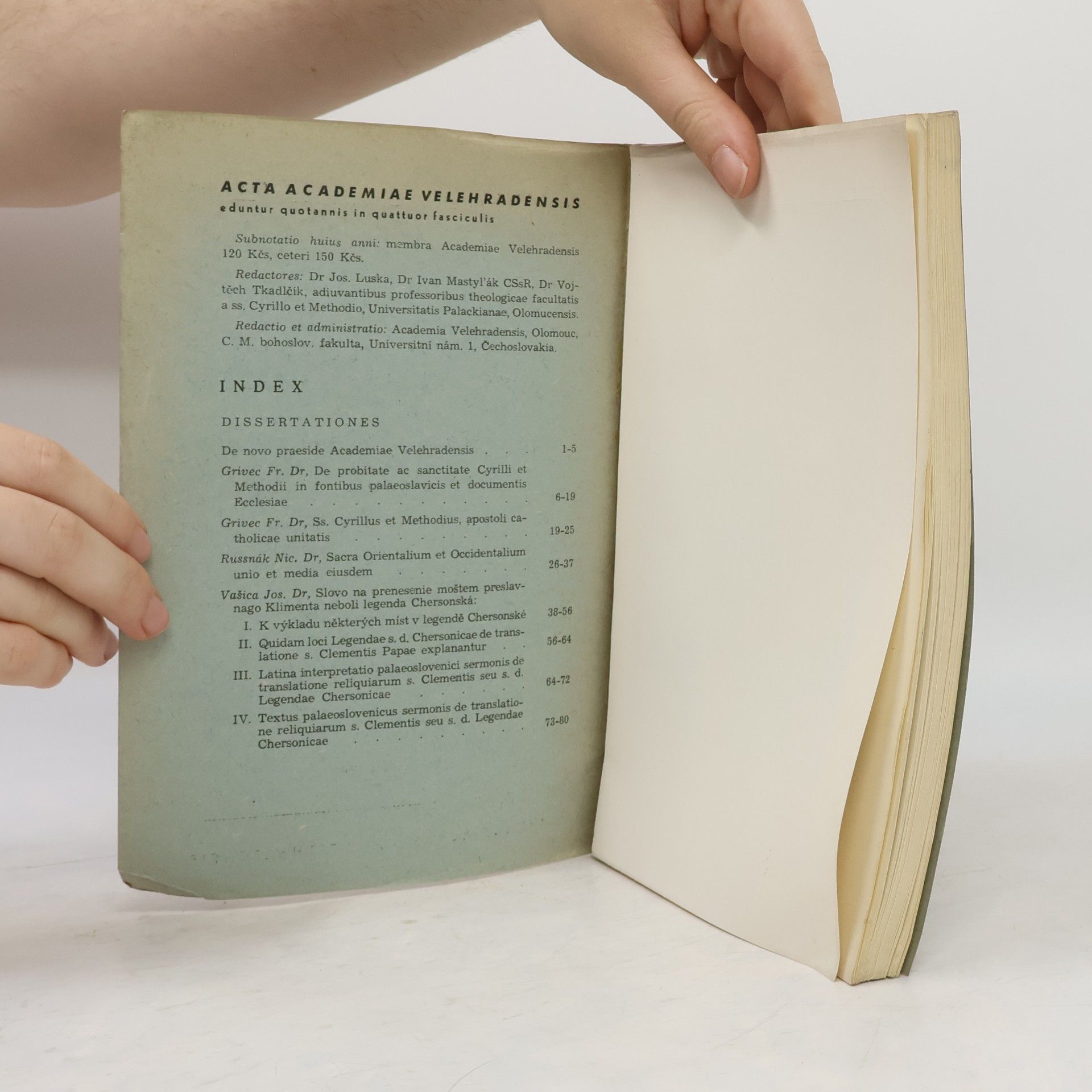 Various authors Acta Academiae Velehradensis