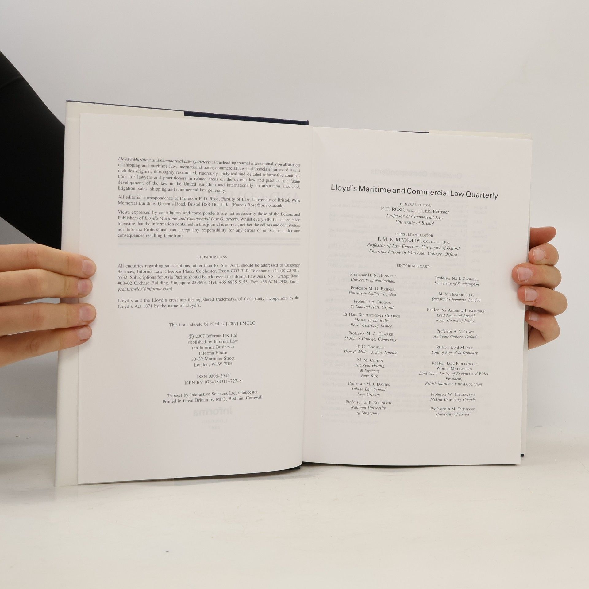 F. D. Rose Lloyd's Maritime and Commercial Law Quarterly 2007
