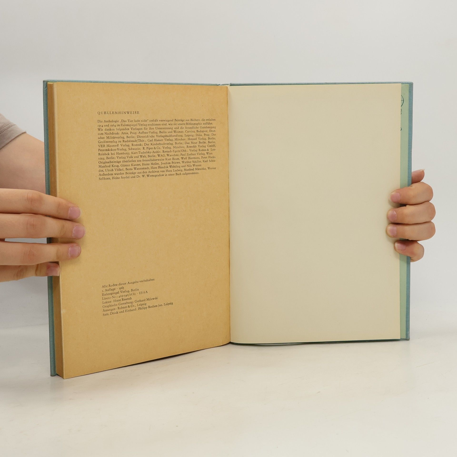 Various authors Das Tier lacht nicht