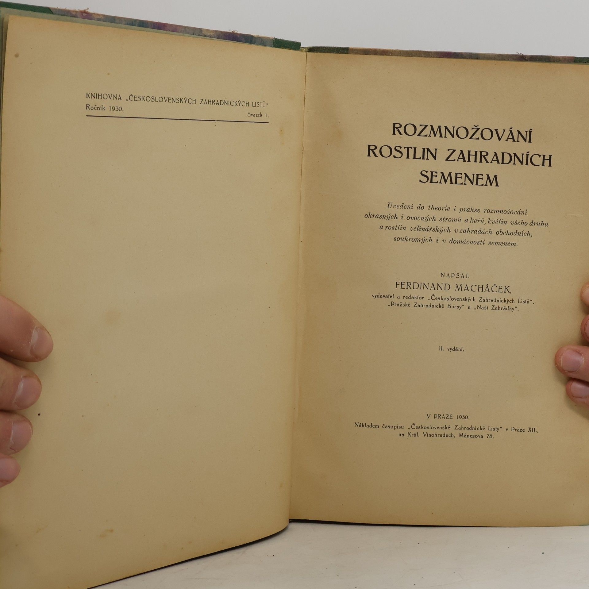 Ferdinand Macháček Rozmnožování rostlin zahradních semenem