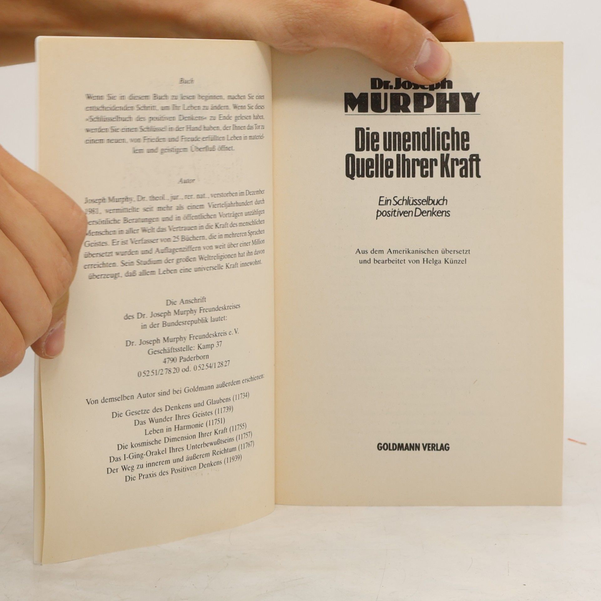 Joseph Murphy Die unendliche Quelle Ihrer Kraft