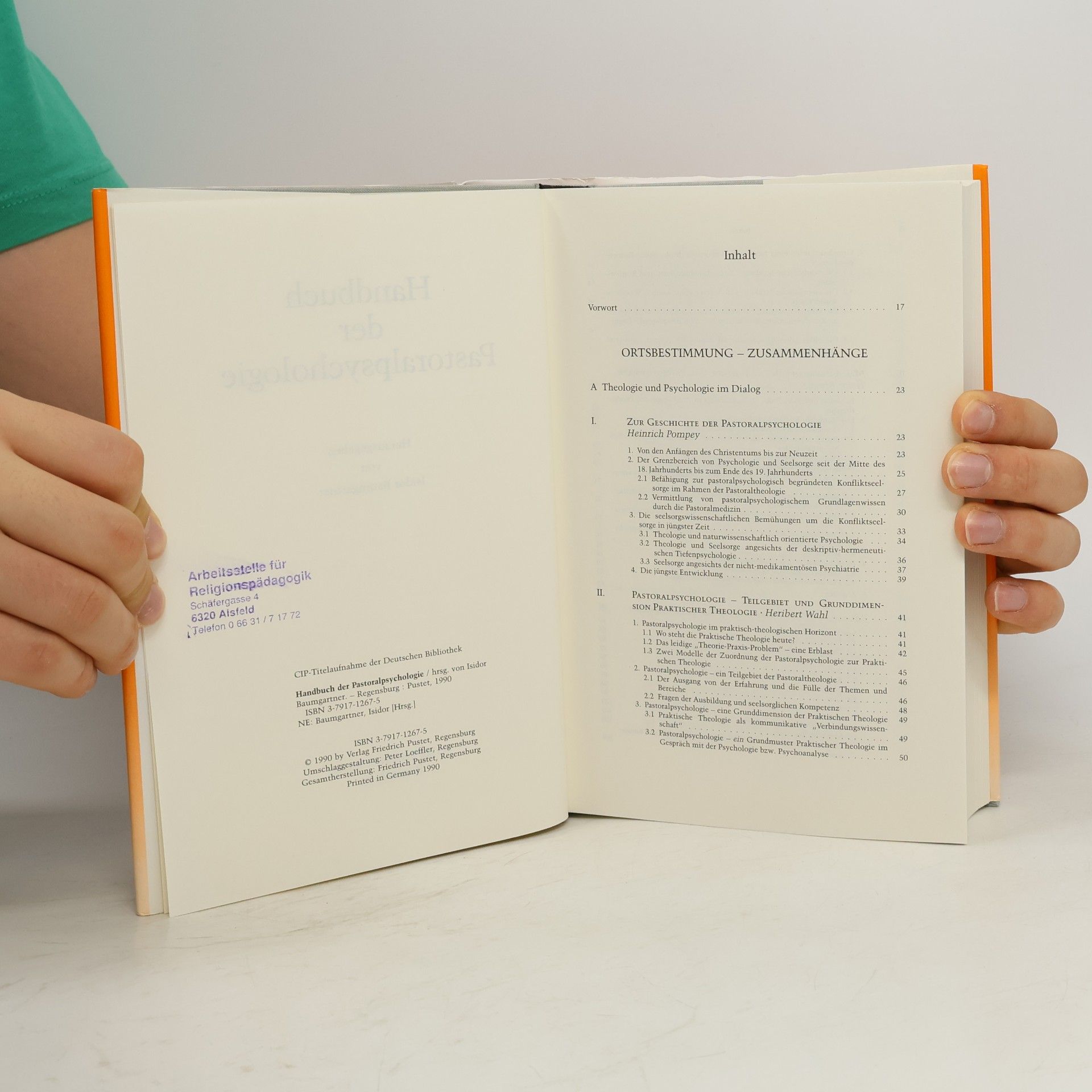 Isidor Baumgartner Handbuch der Pastoralpsychologie