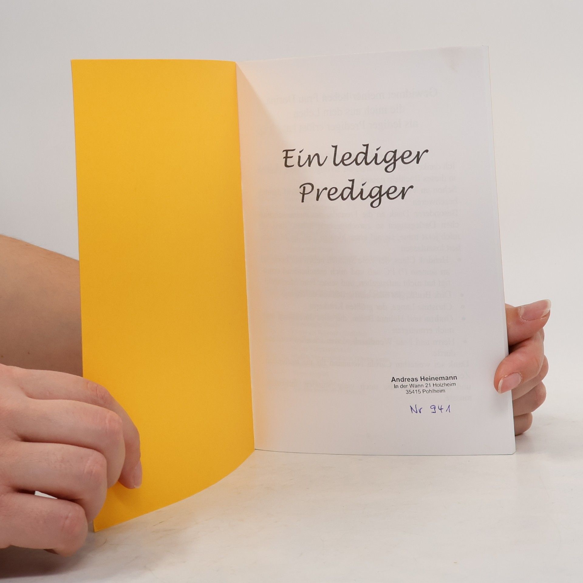 Andreas Weis Ein lediger Prediger