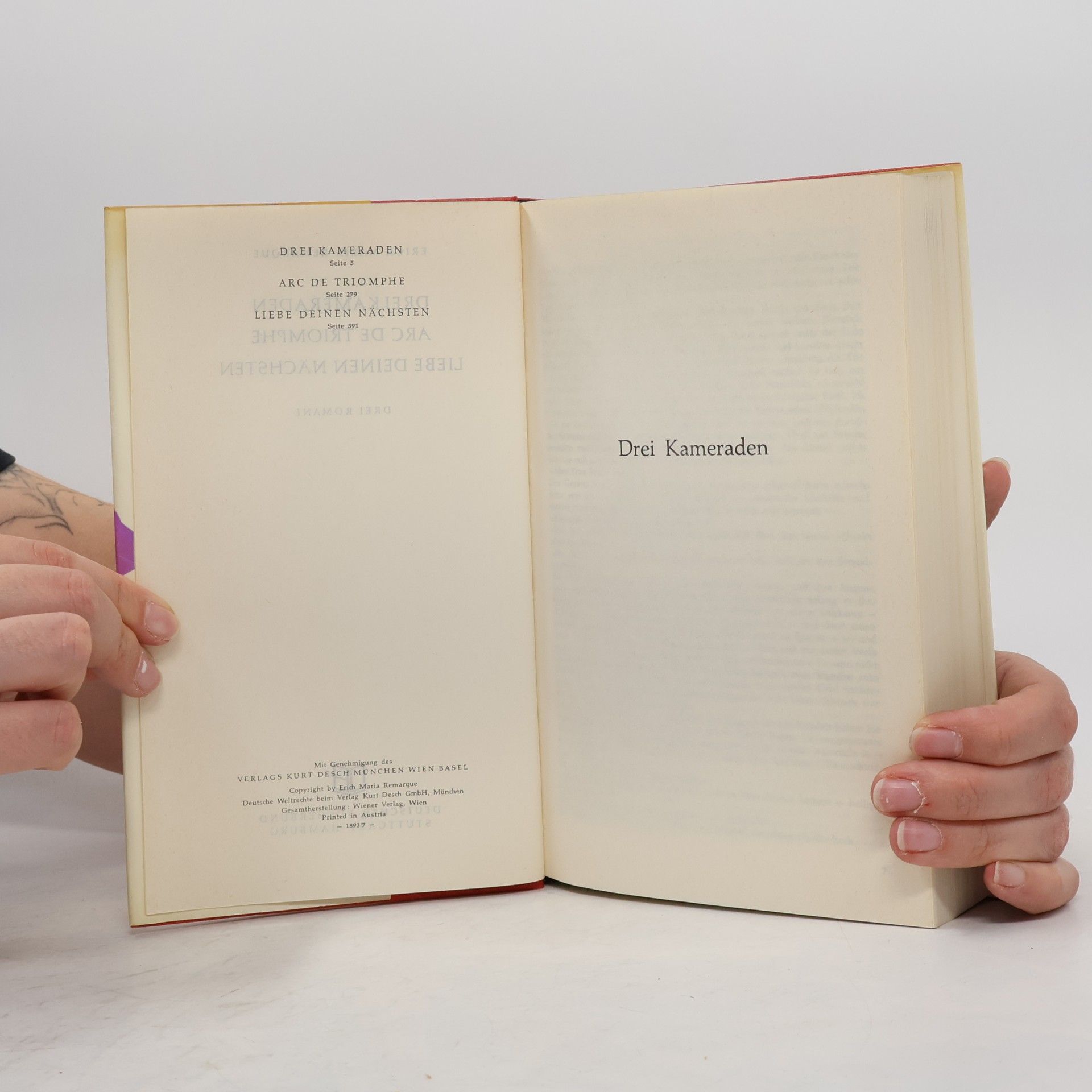 Erich Maria Remarque Drei Kameraden, Liebe deinen Nächsten, Arc de Triomphe