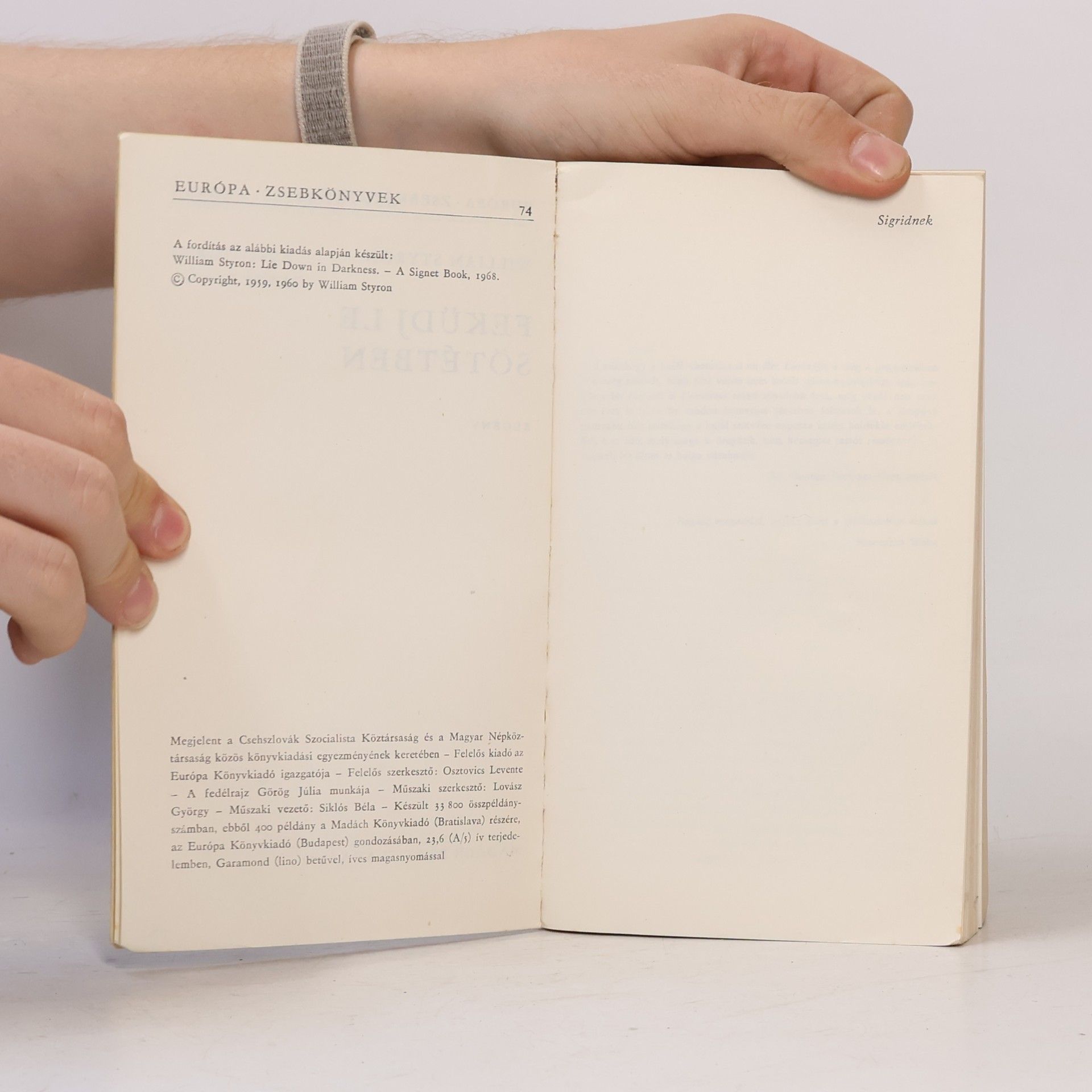 William Styron Feküdj le sötétben