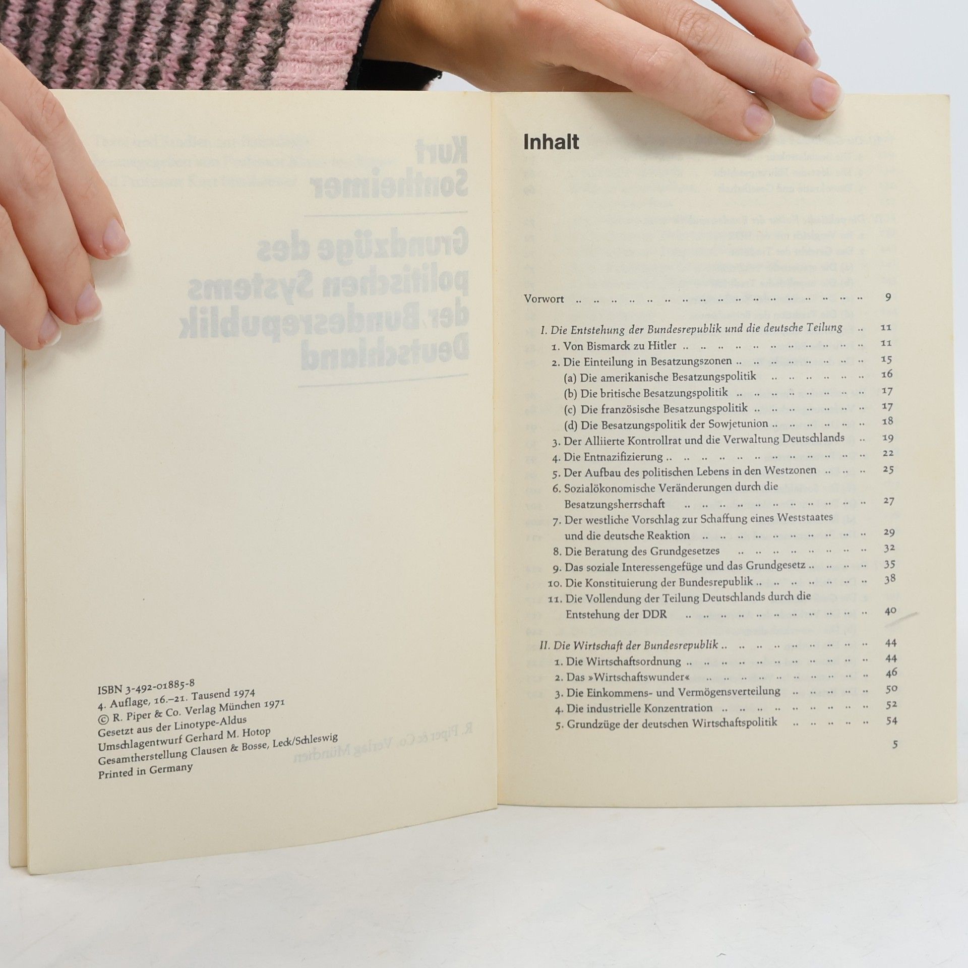 Kurt Sontheimer Piper Sozialwissenschaft - 2: Grundzüge des politischen Systems der Bundesrepublik Deutschland