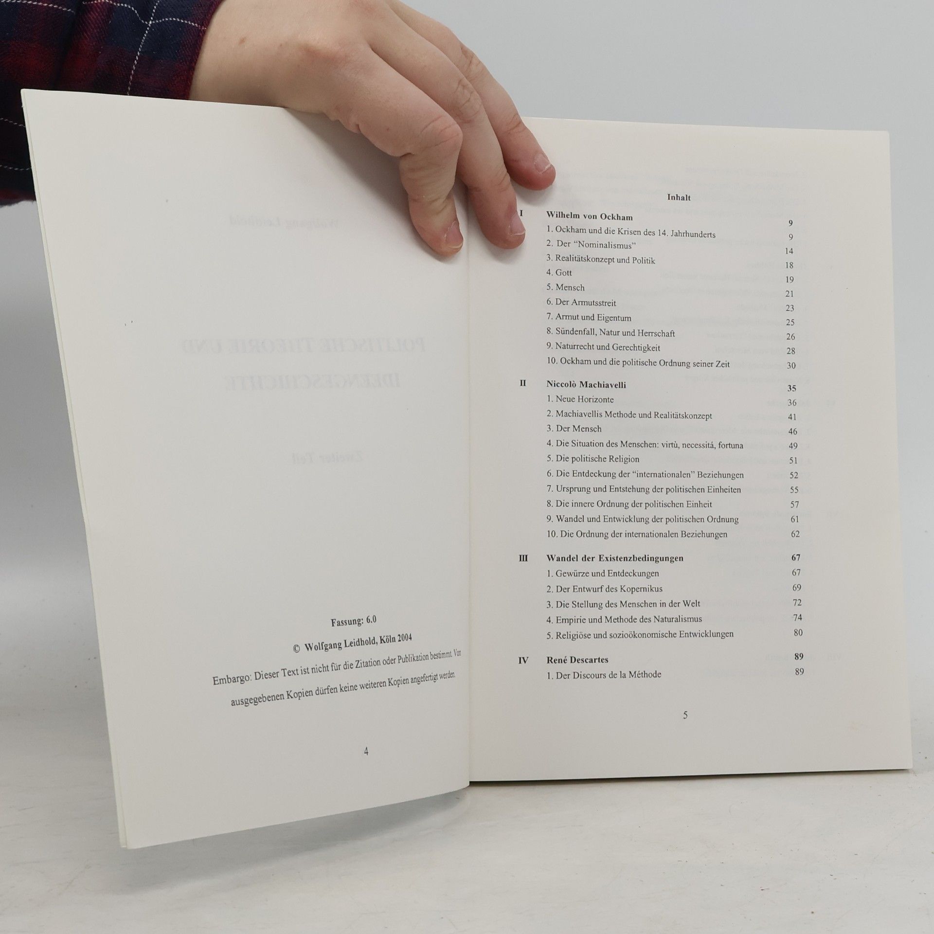Wolfgang Leidhold POLITISCHE THEORIE UND IDEENGESCHICHTE